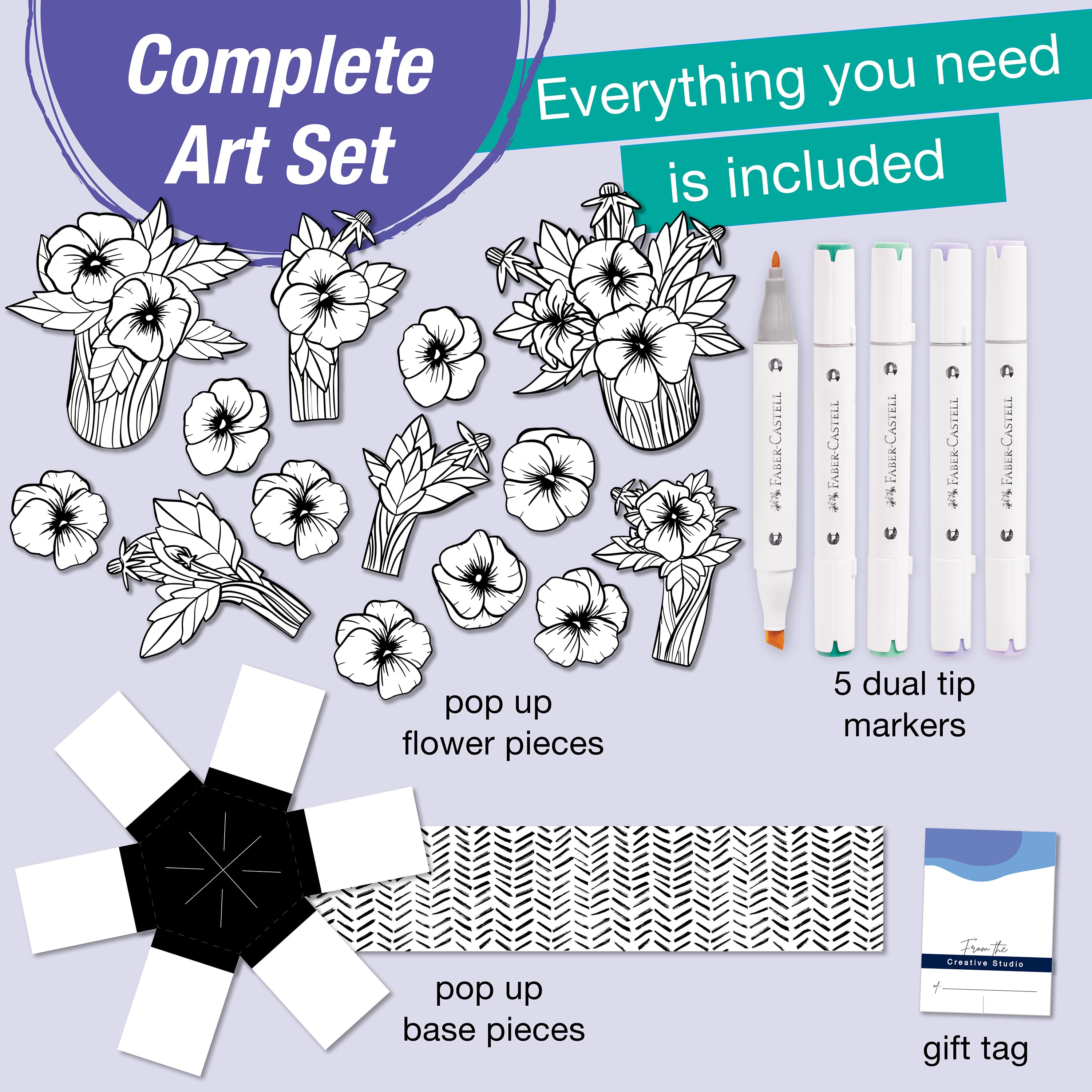 Faber-Castell&#xAE; Pansies Pop Up Coloring Bouquet