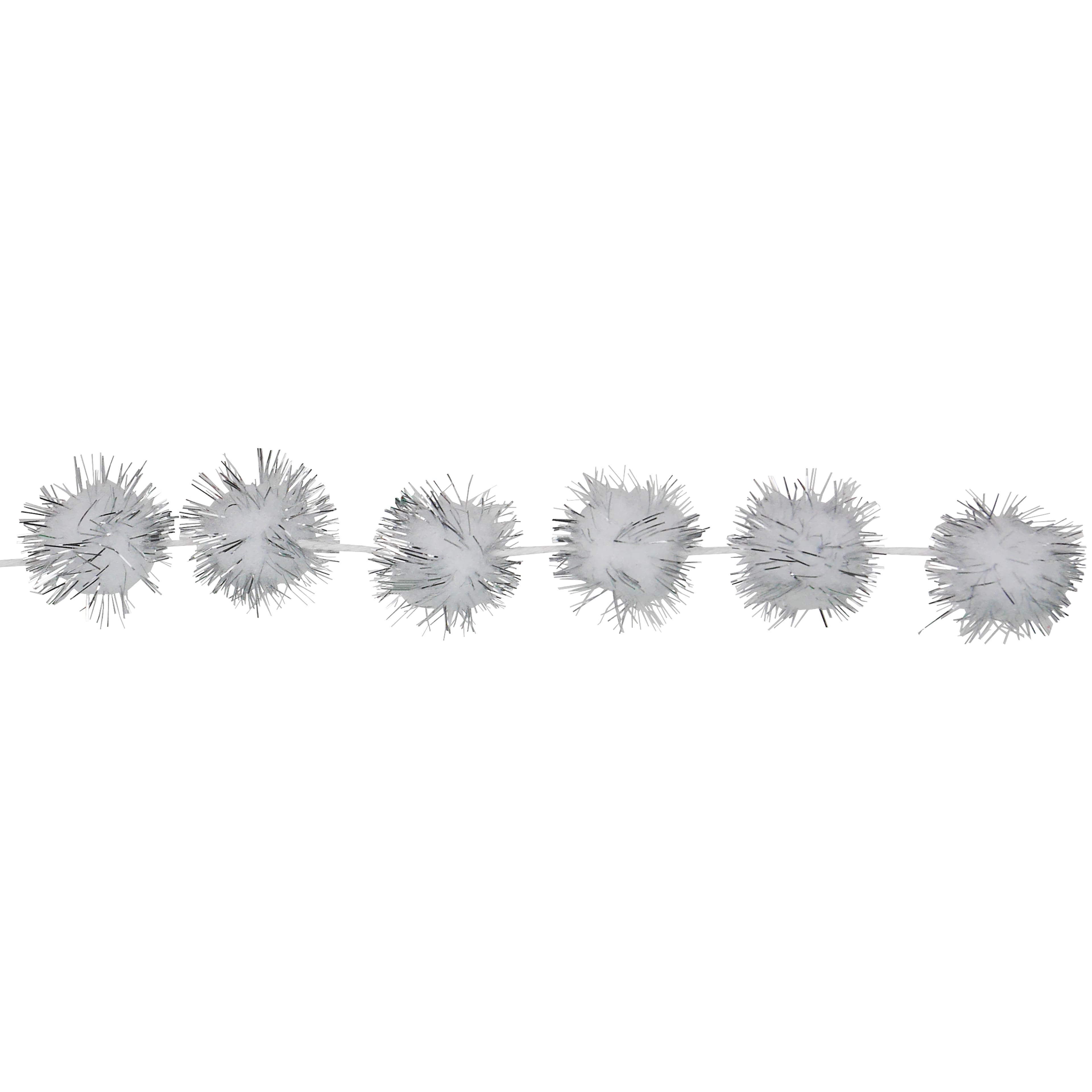 7/8" x 9ft. Silver & White Pom Pom Ribbon by Celebrate It®