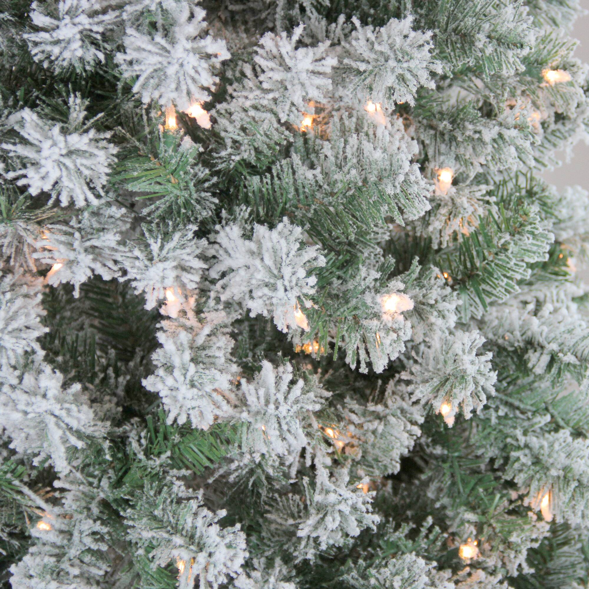 9ft. Pre-Lit Flocked Winema Pine Artificial Christmas Tree, Clear Lights