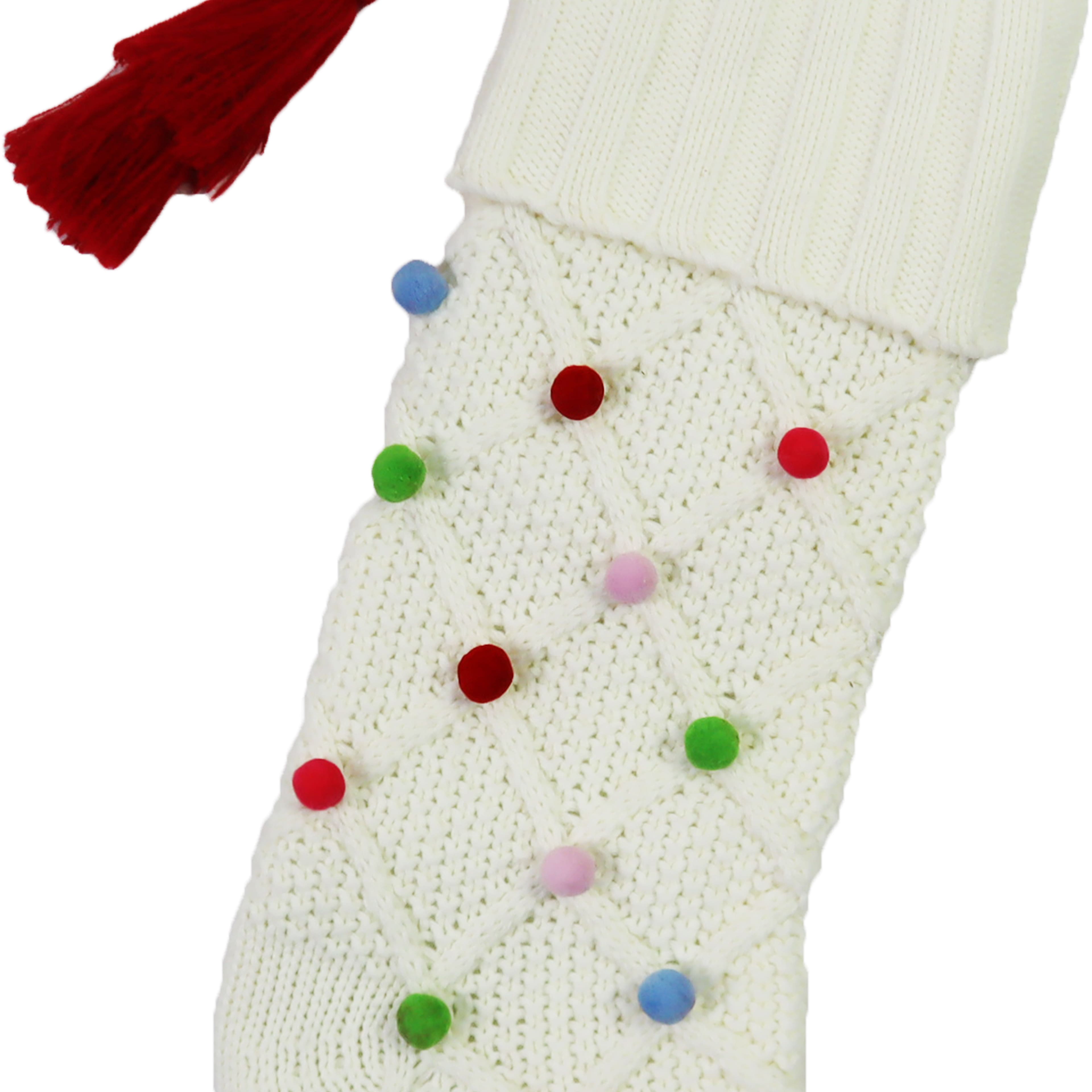 Assorted 21&#x22; Knit Pom Pom Dots Stocking, 1pc. by Ashland&#xAE;