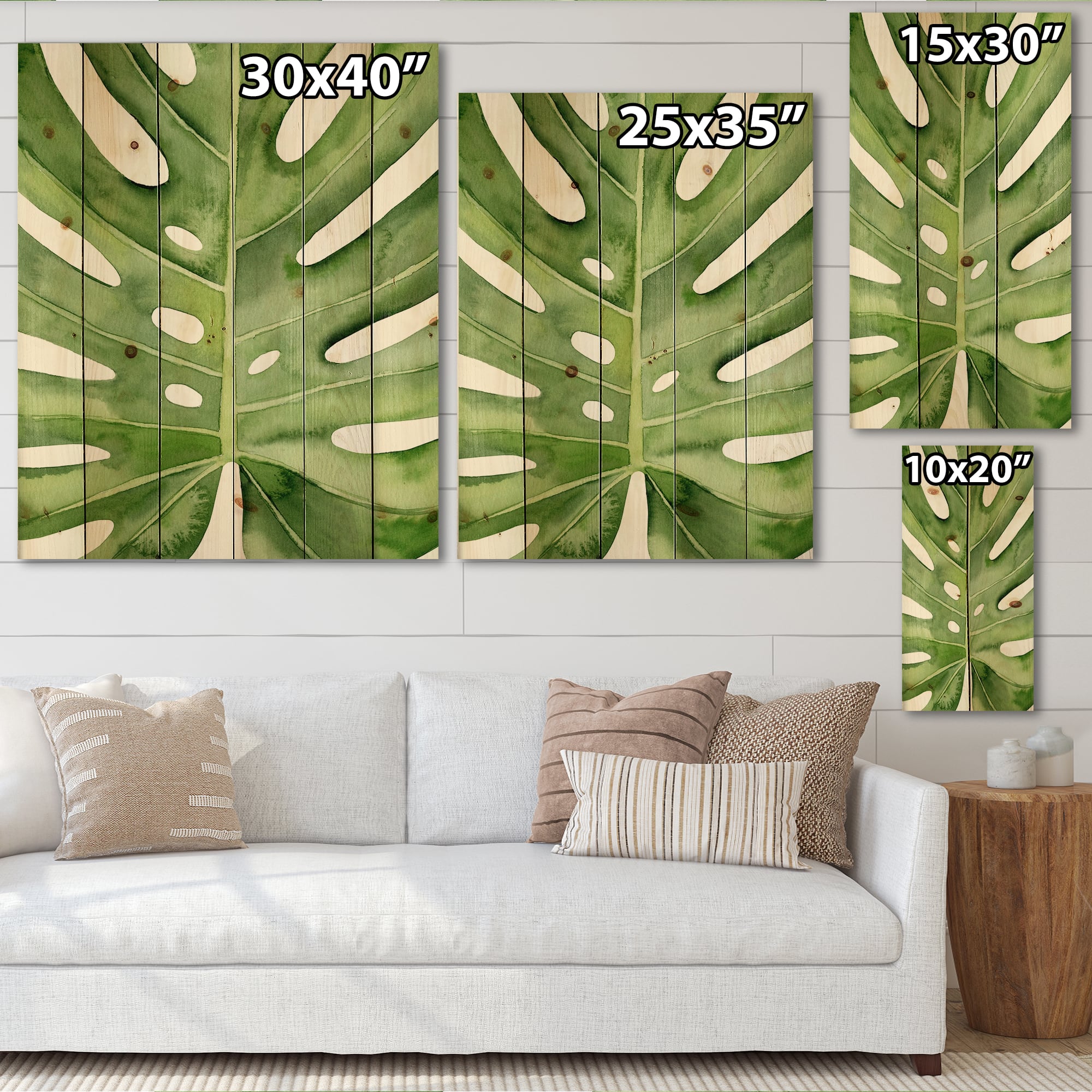 Designart - Green Monstera Leaf Tropical Palm Botanical Detail