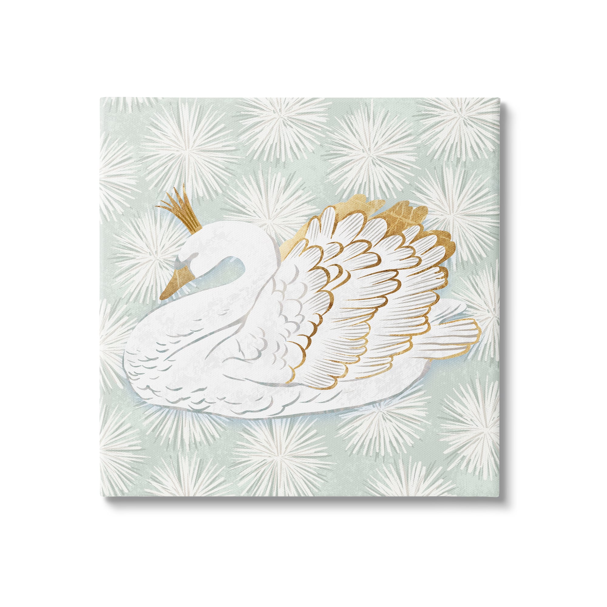 Stupell Industries Winter Holiday Swan Pattern Canvas Wall Art