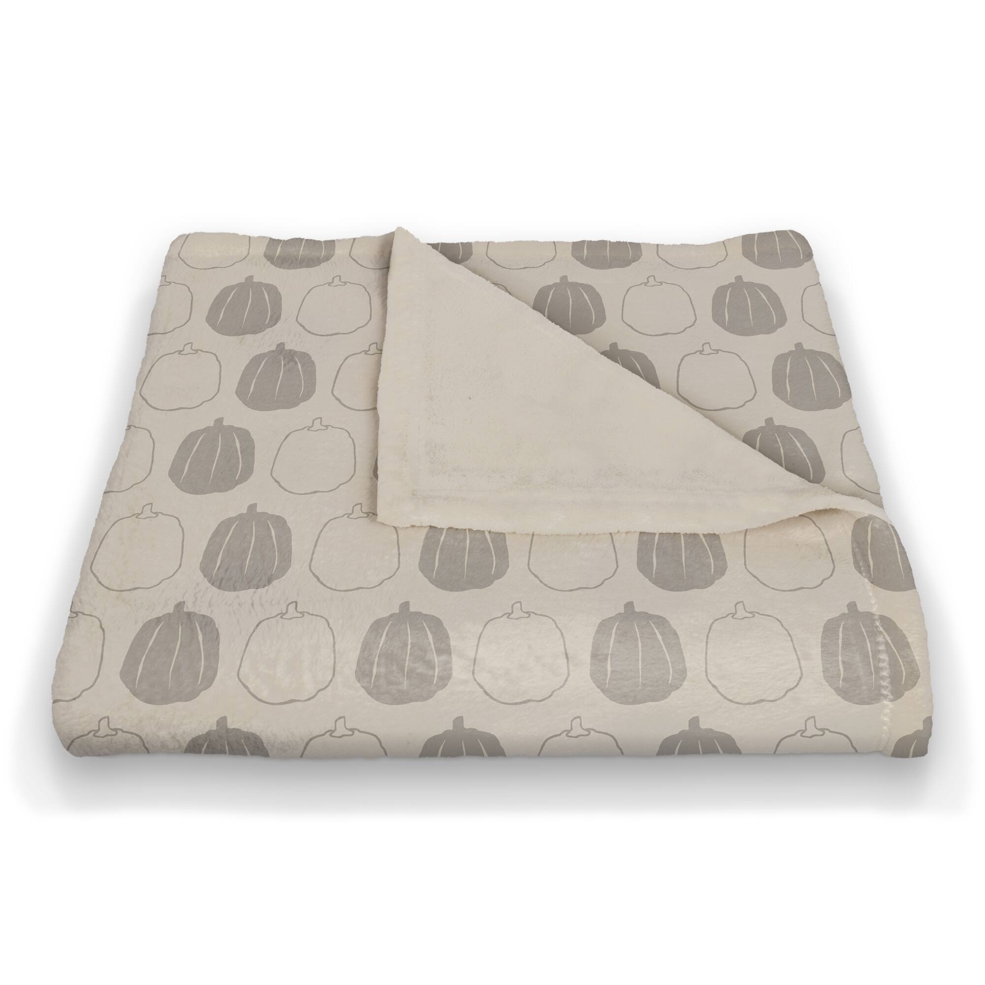 Gray Pumpkin Pattern Fleece Blanket