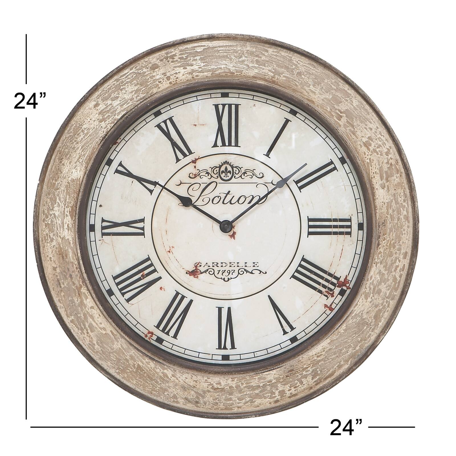 Cream Vintage Wood Wall Clock, 24&#x22; x 24&#x22;