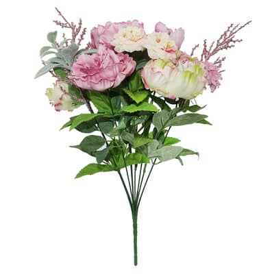 18" Pink & Cream Peony & Rose Mix Deluxe Bush by Ashland® image