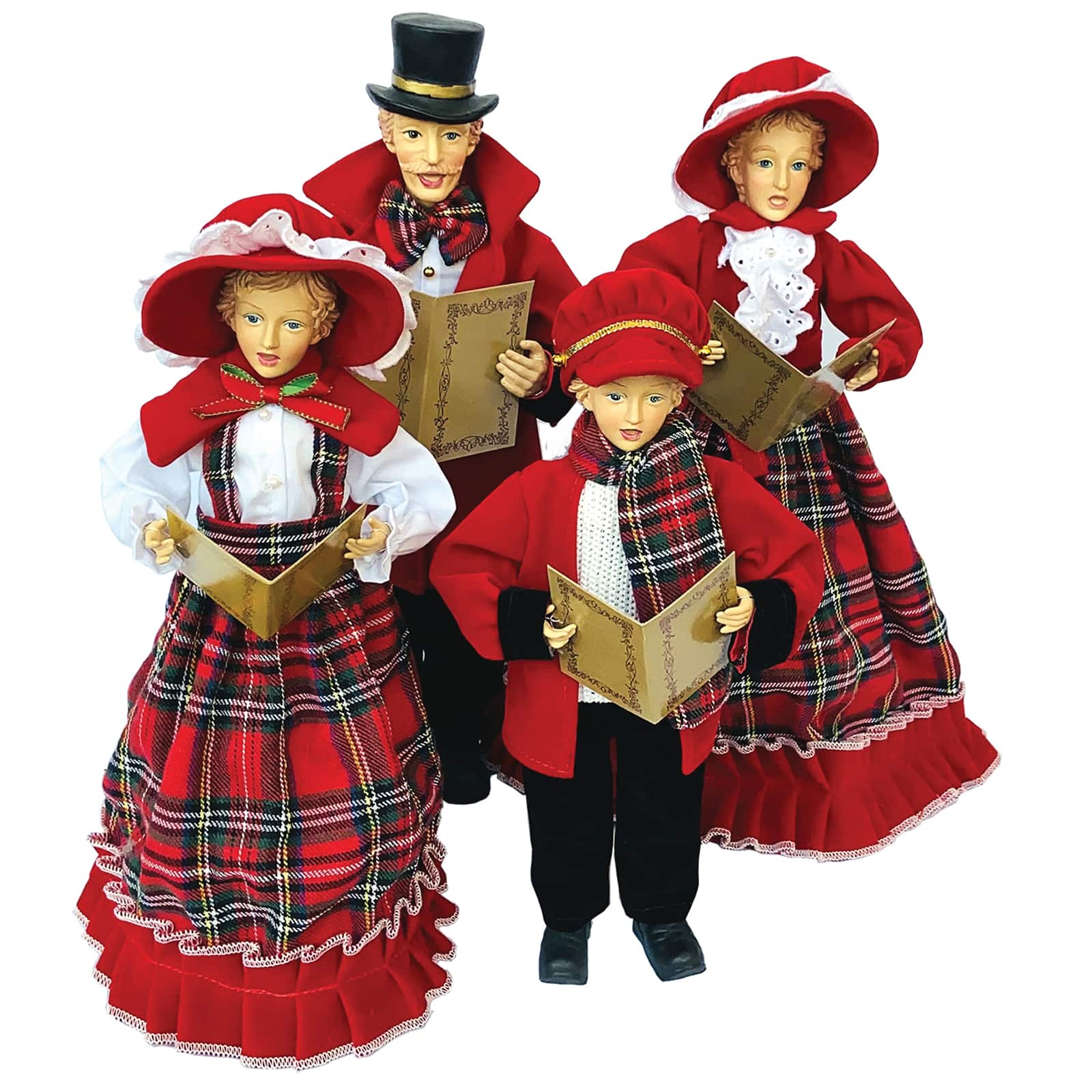 Santa&#x27;s Workshop Red Plaid Carolers Set