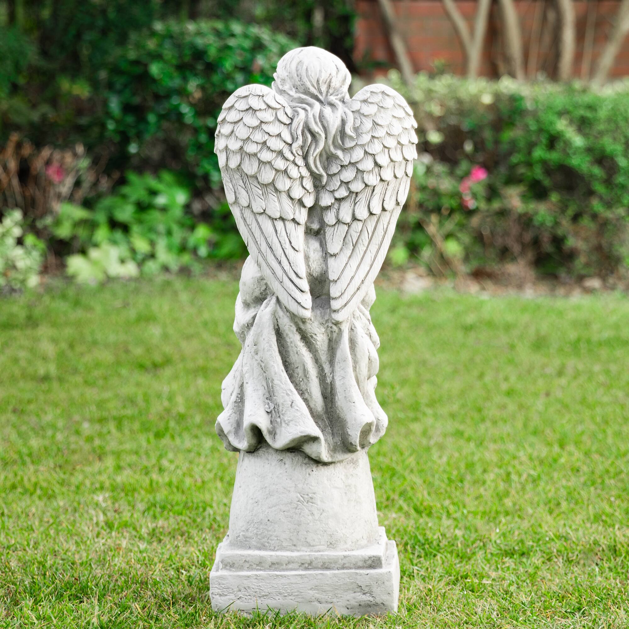 Glitzhome&#xAE; 31&#x22; Angel Garden Bird Feeder Statue