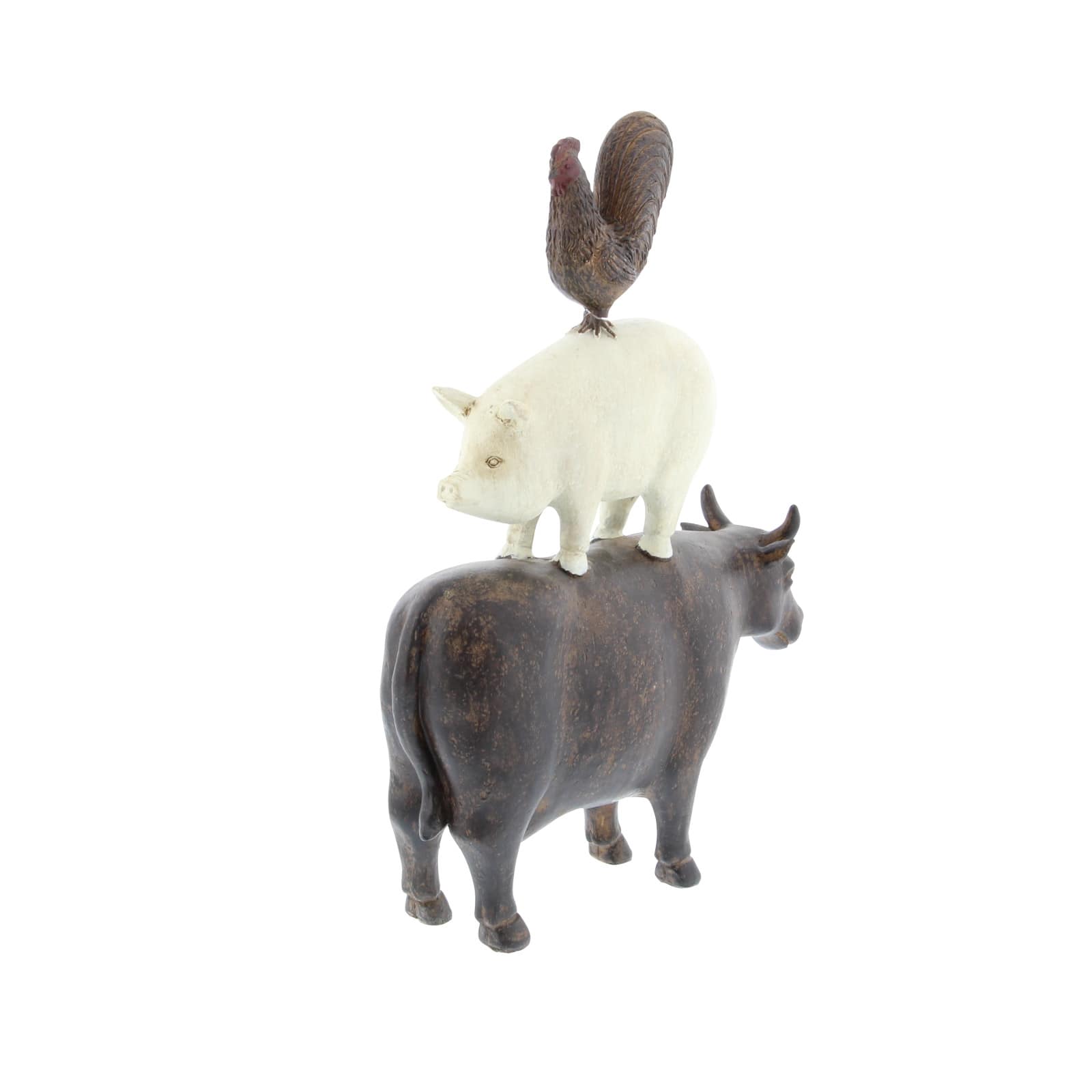 14&#x22; Brown Polystone Farmhouse Animals Sculpture