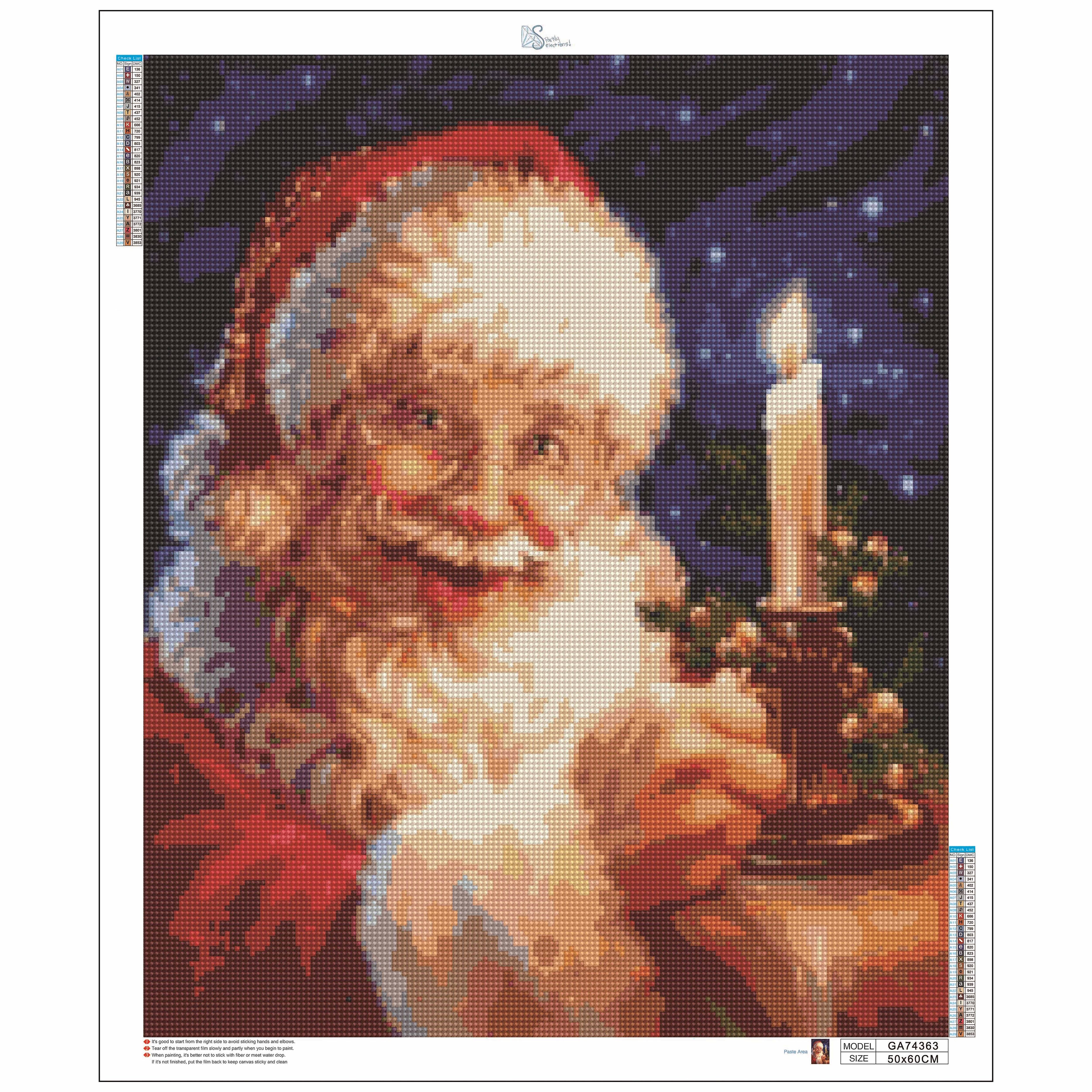 Sparkly Selections Santa with Candle Diamond Painting Kit, Square Diamonds