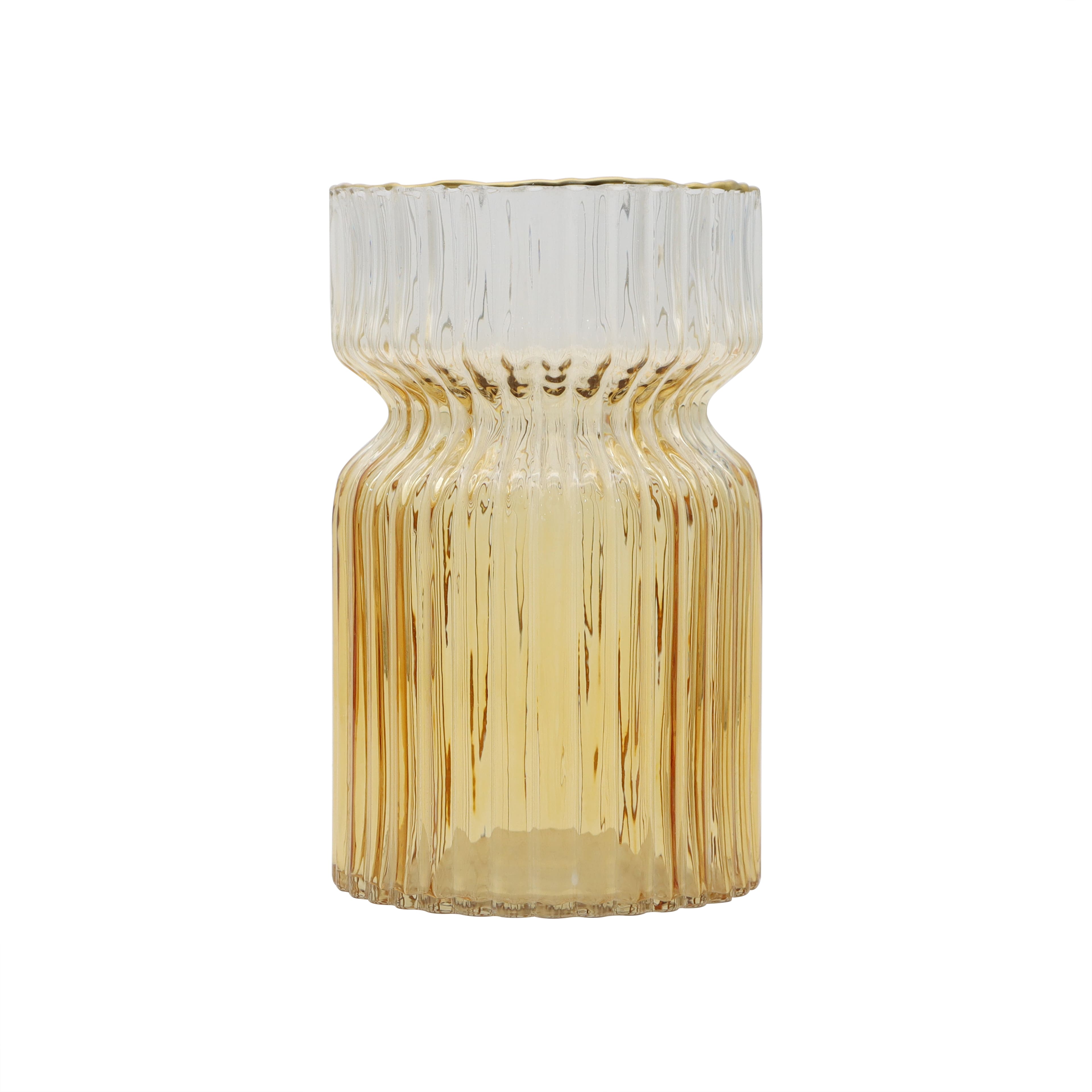 7&#x22; Ribbed Amber &#x26; Gold Glass Vase by Ashland&#xAE;