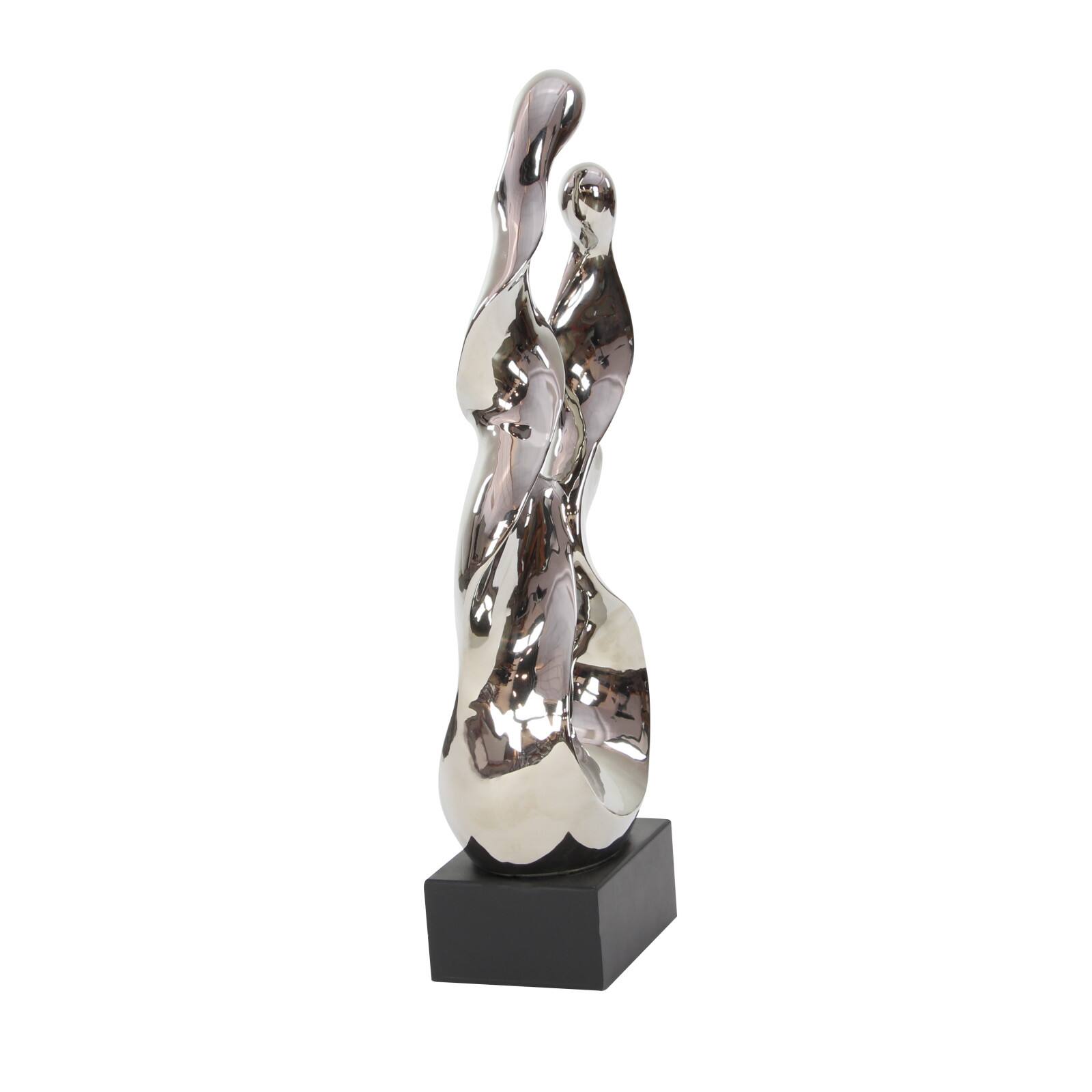 27&#x22; Silver Ceramic Modern Abstract Sculpture