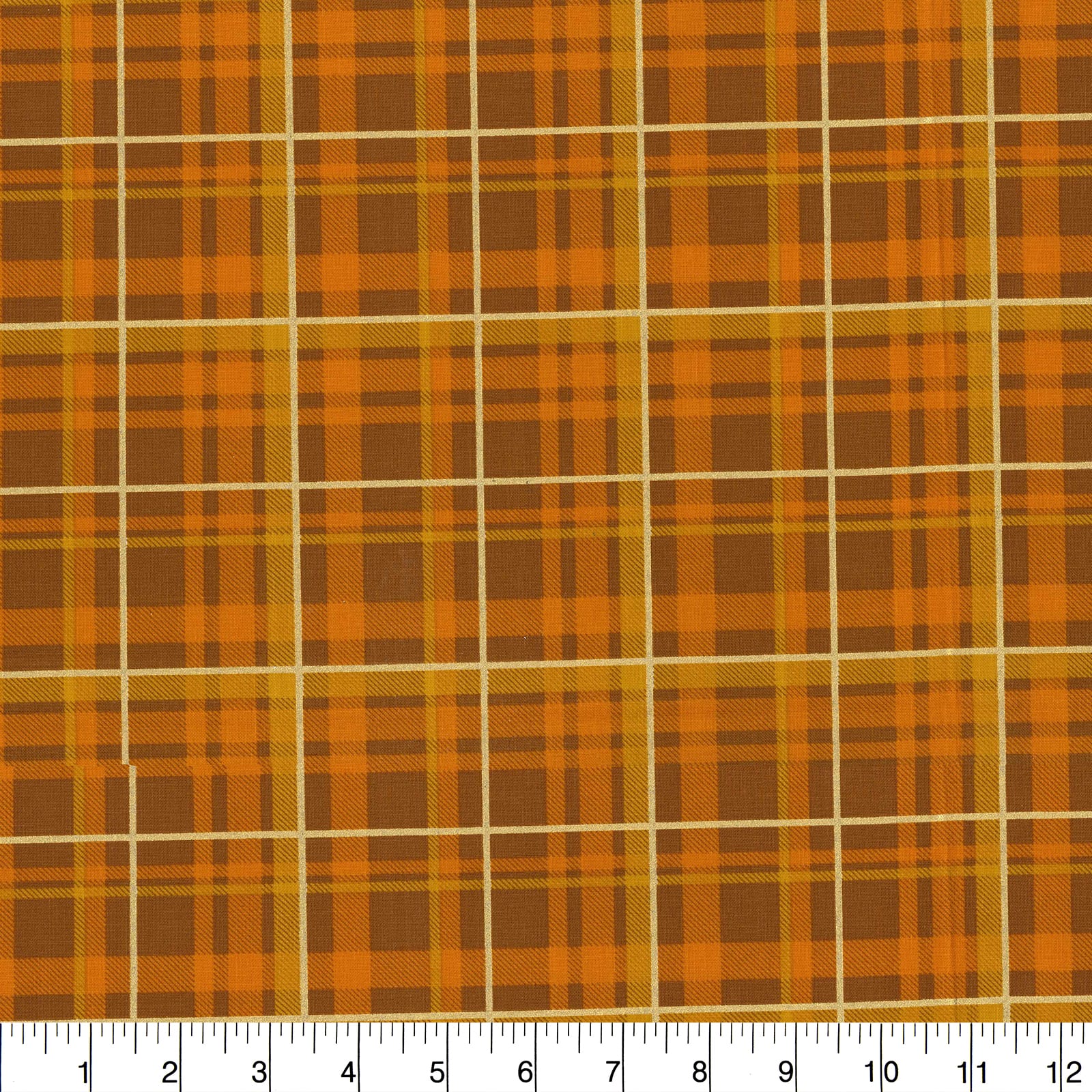 Fabric Traditions Rust Plaid Glitter Cotton Fabric