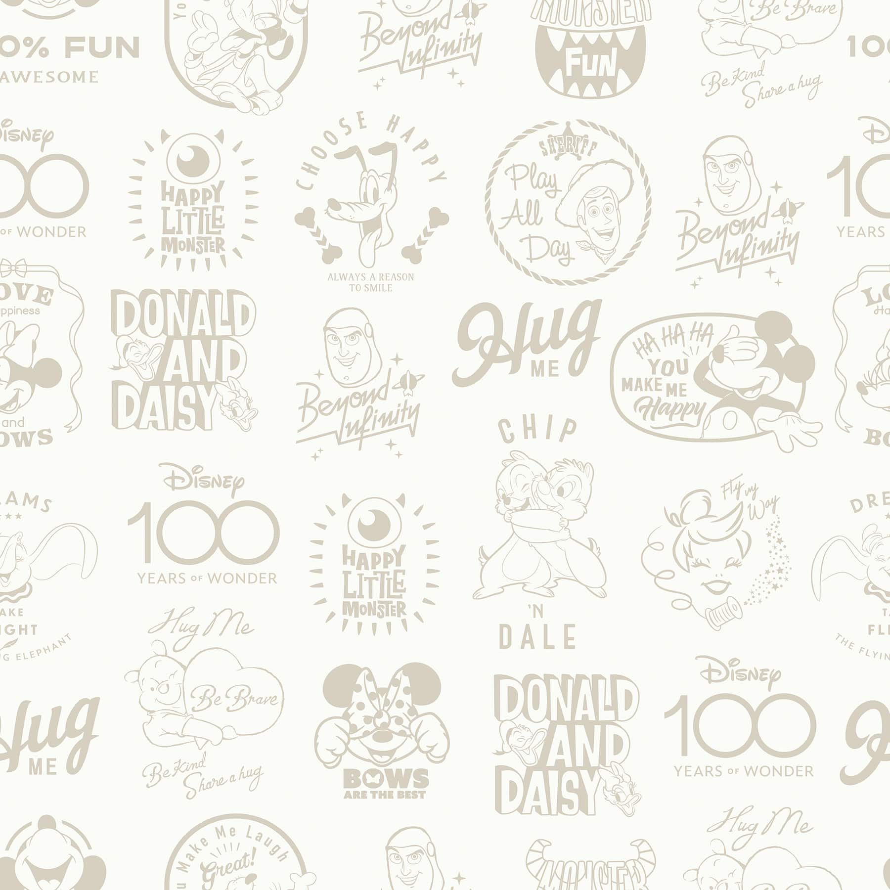 RoomMates Disney 100th Anniversary Icons Beige Peel &#x26; Stick Wallpaper