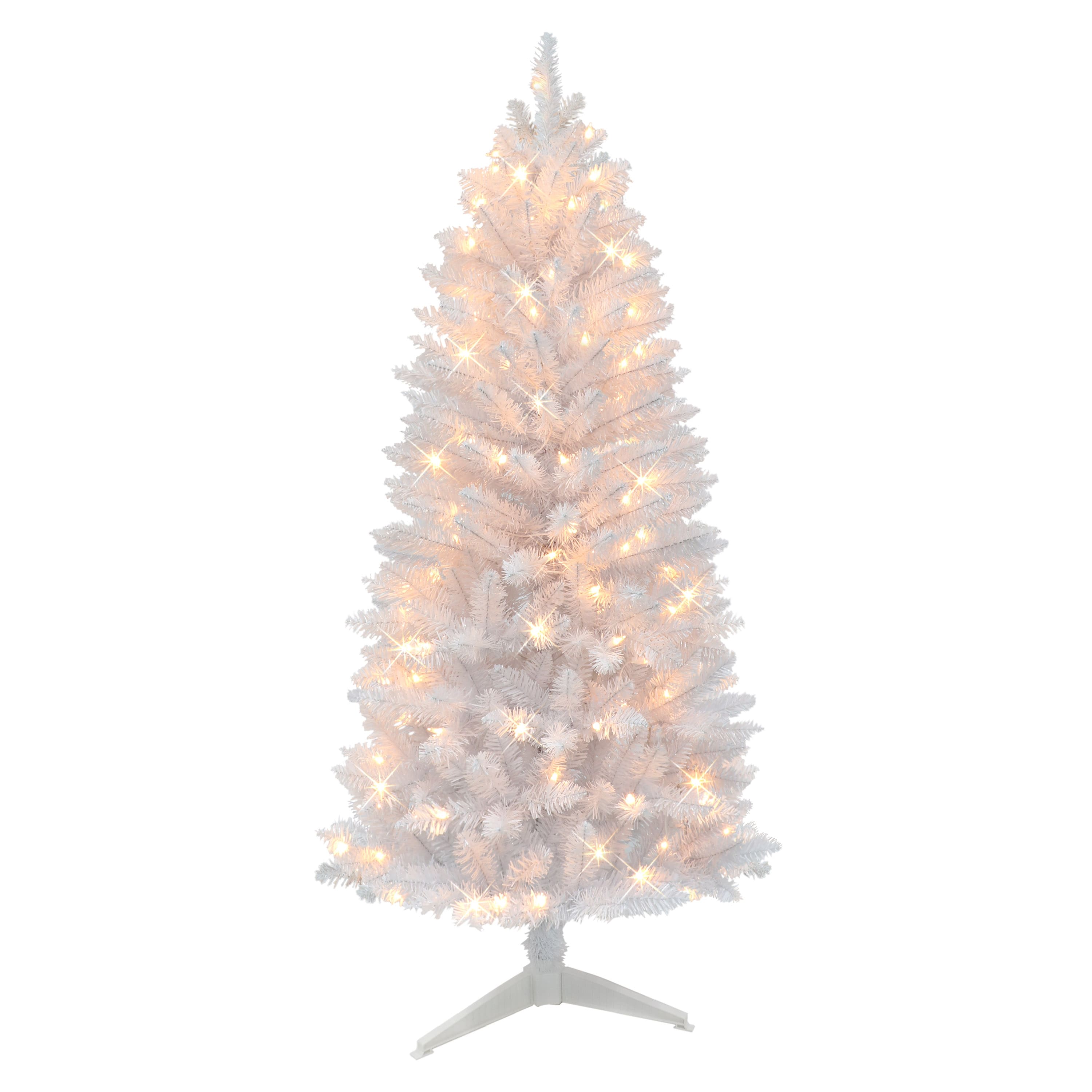 5ft. Pre-Lit White Carson Artificial Pine Christmas Tree, Clear Lights