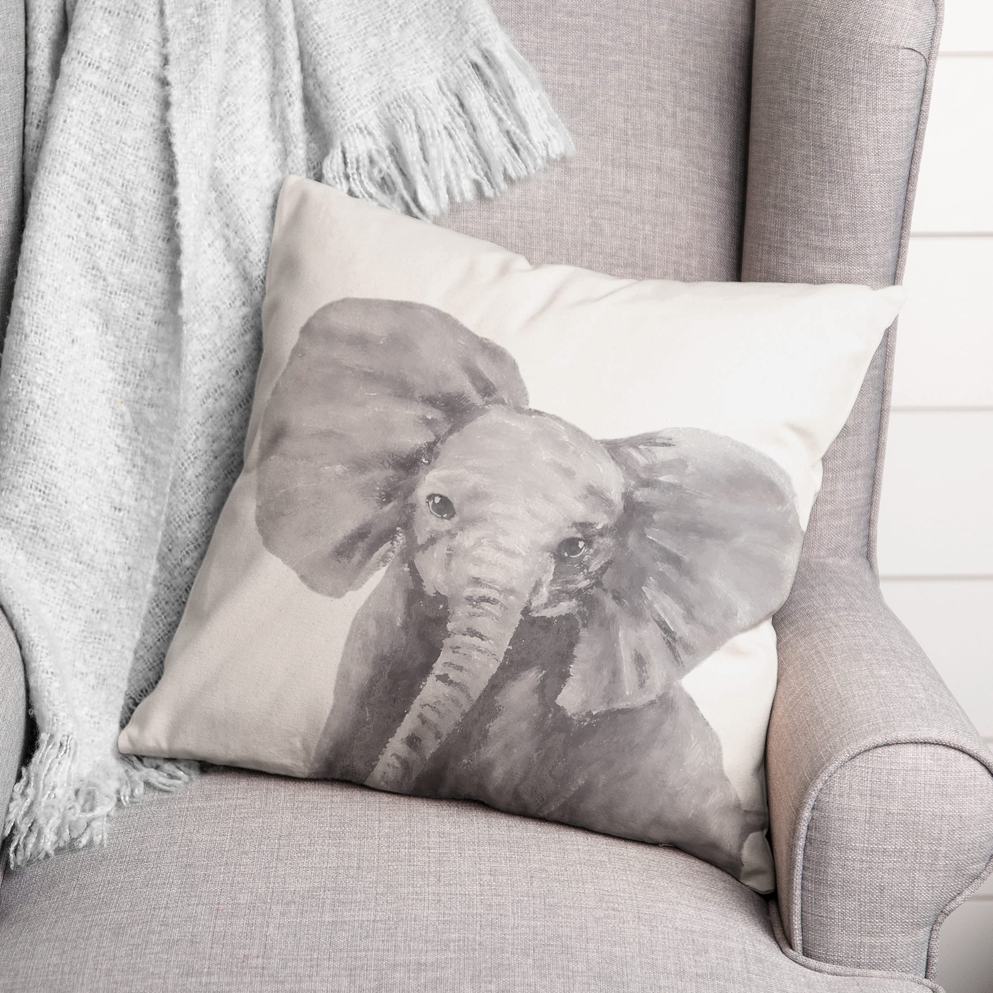 Baby Elephant 18&#x22; x 18&#x22; Throw Pillow