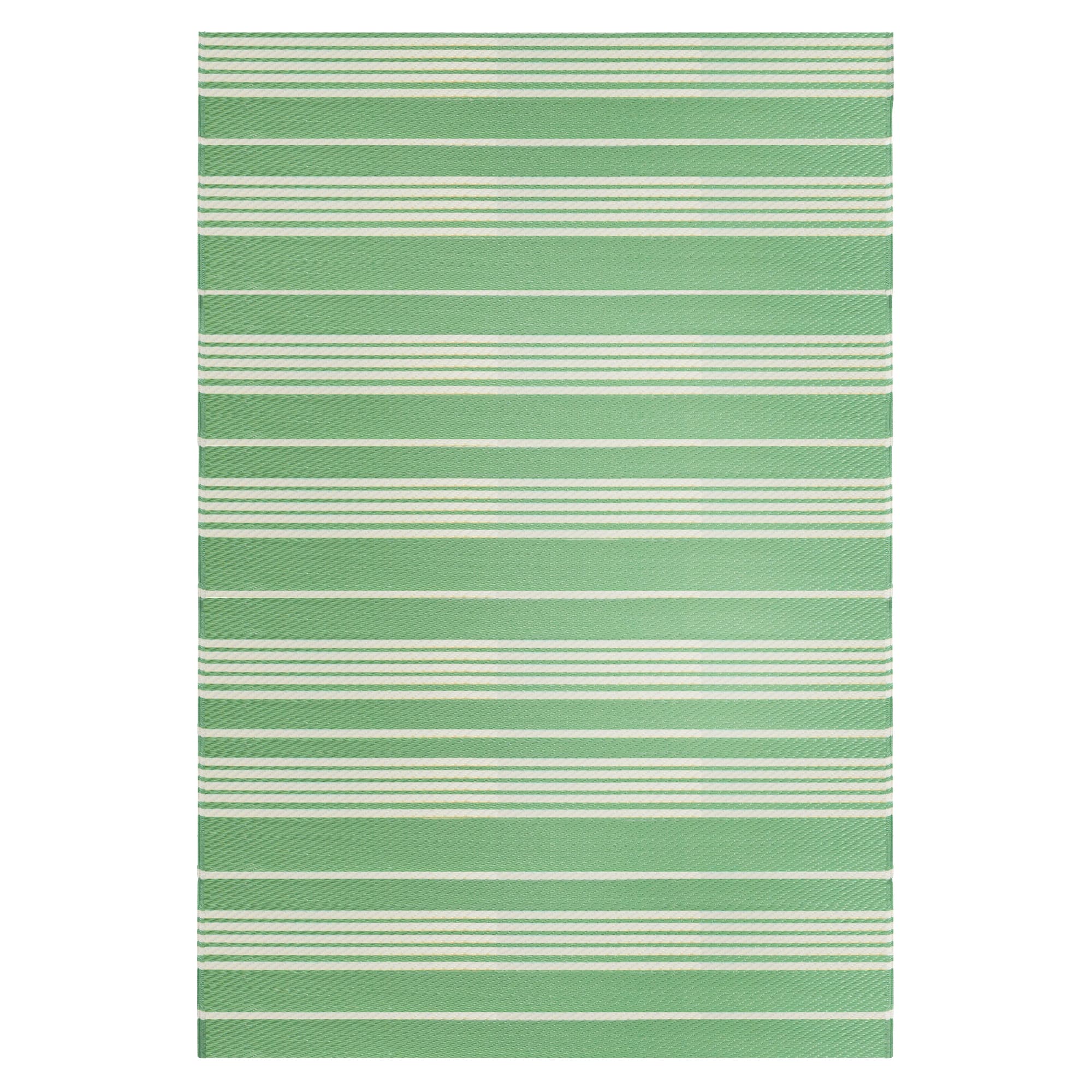 Green & White Striped Outdoor Area Rug, 4ft. x 6ft.
