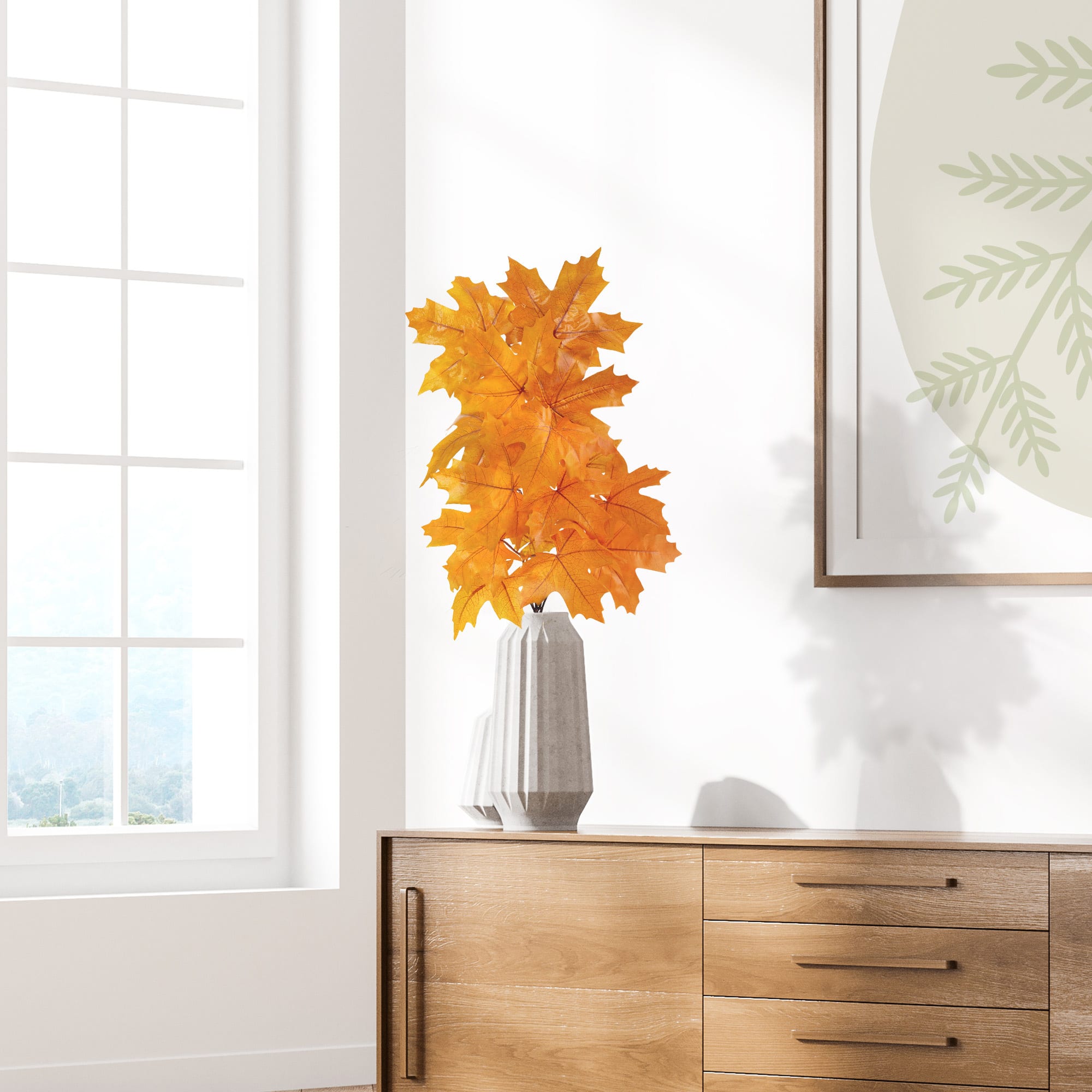 38" Yellow Autumn Maple Leaf Stem, 6ct.