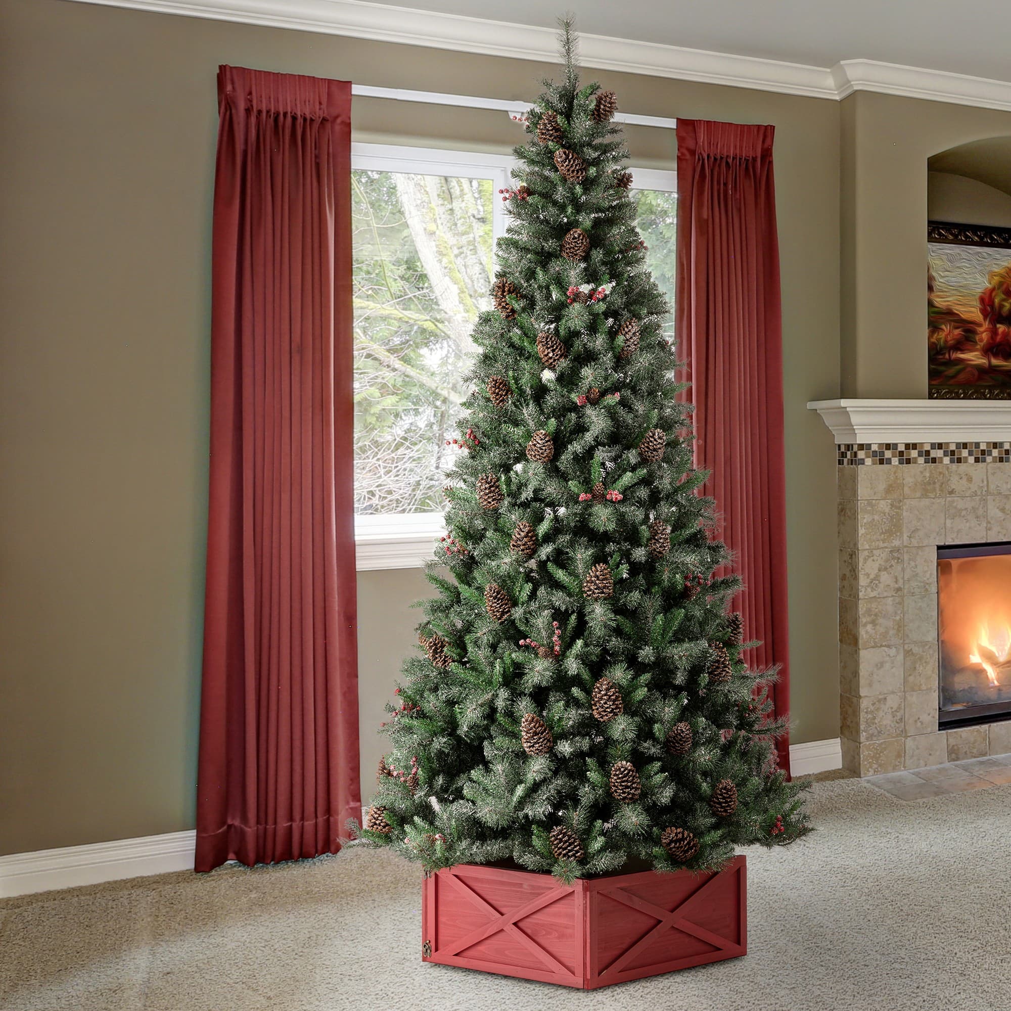 7.5ft. Pre-Lit Pine Artificial Christmas Tree, Warm White LED Lights