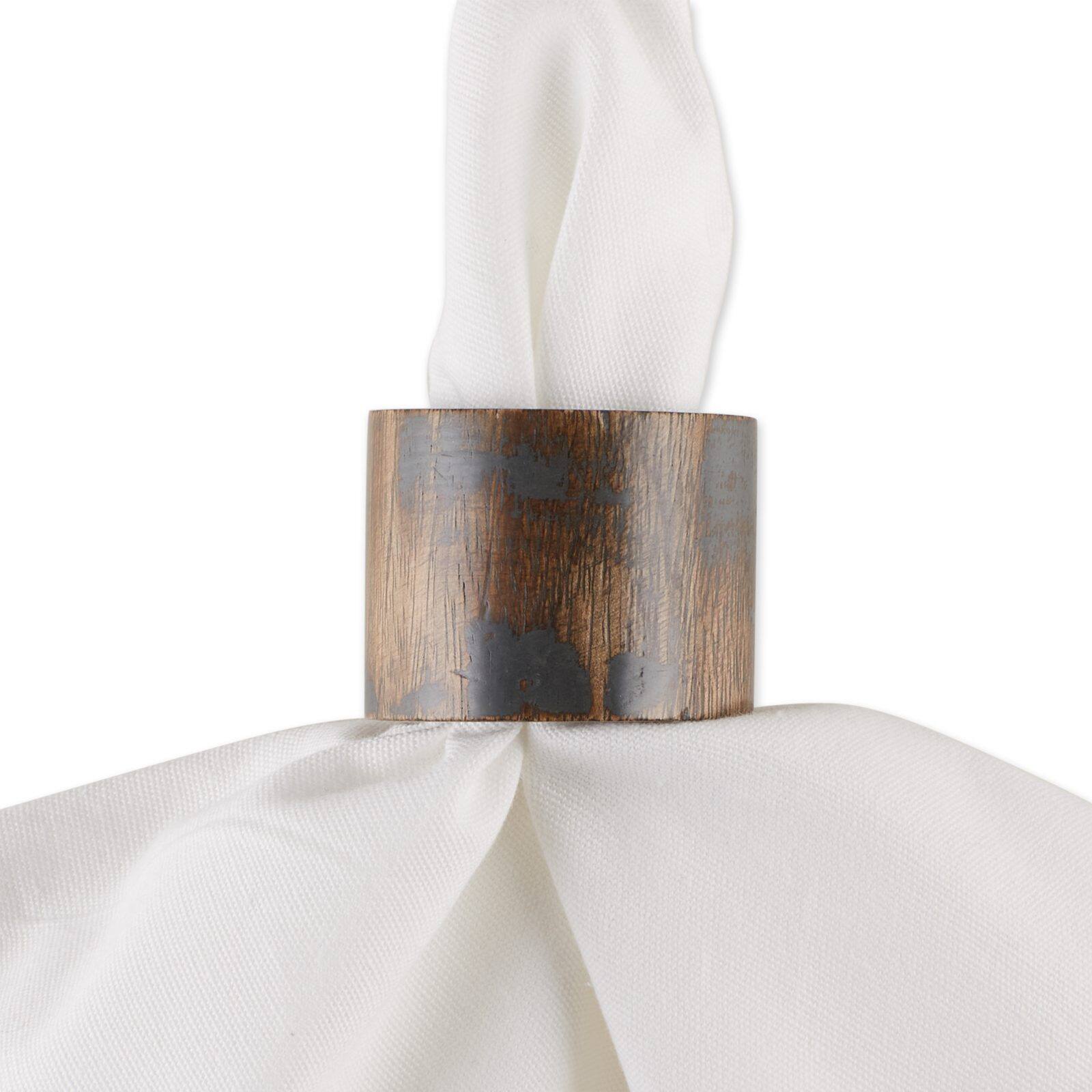 DII® Black Rub Finish Wood Band Napkin Rings, 6ct.