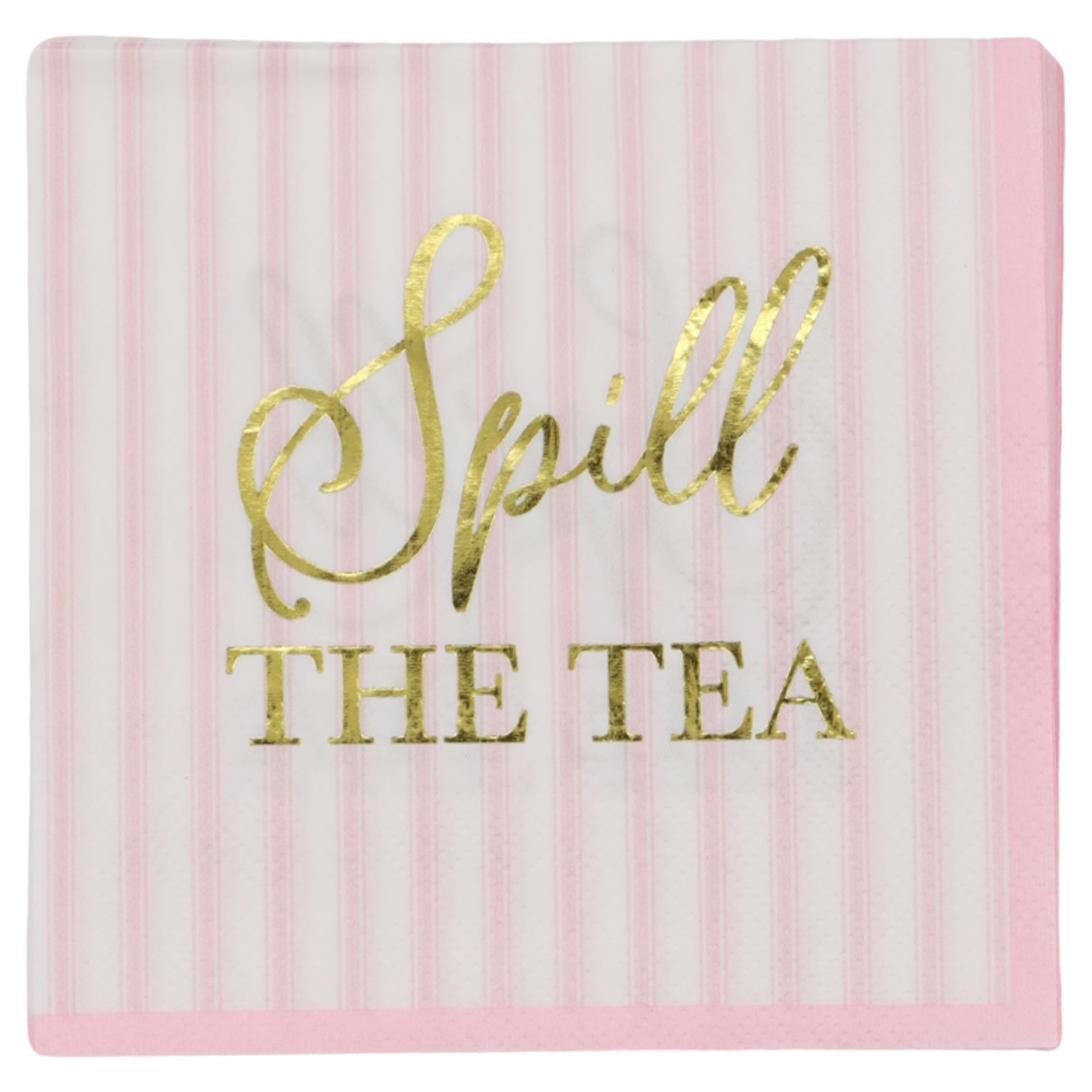 Serviettes pour boissons « Spill the Tea » sur fond à rayures de Celebrate It, 20 unités