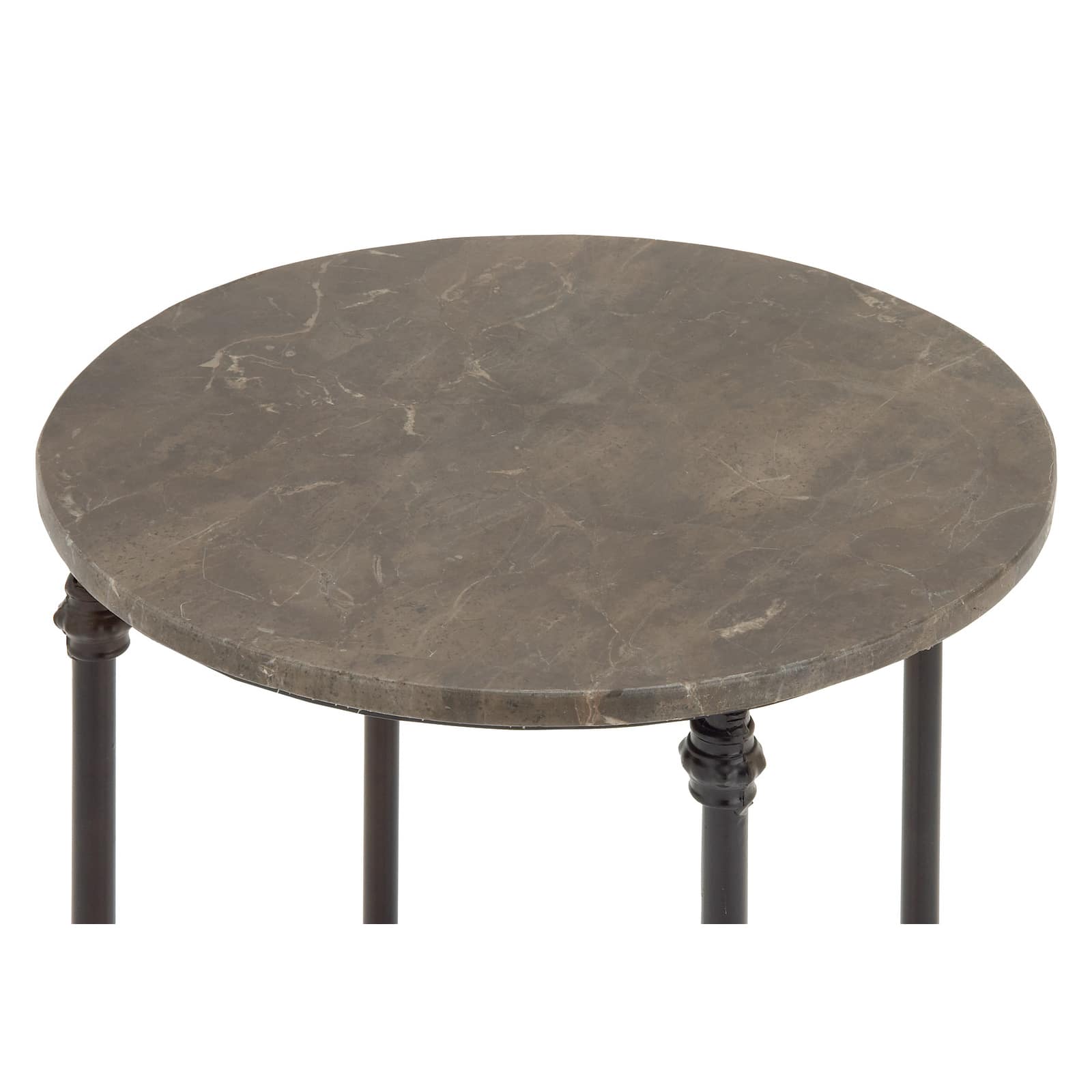 2ft. Black Iron & Brown Marble Traditional Accent Table