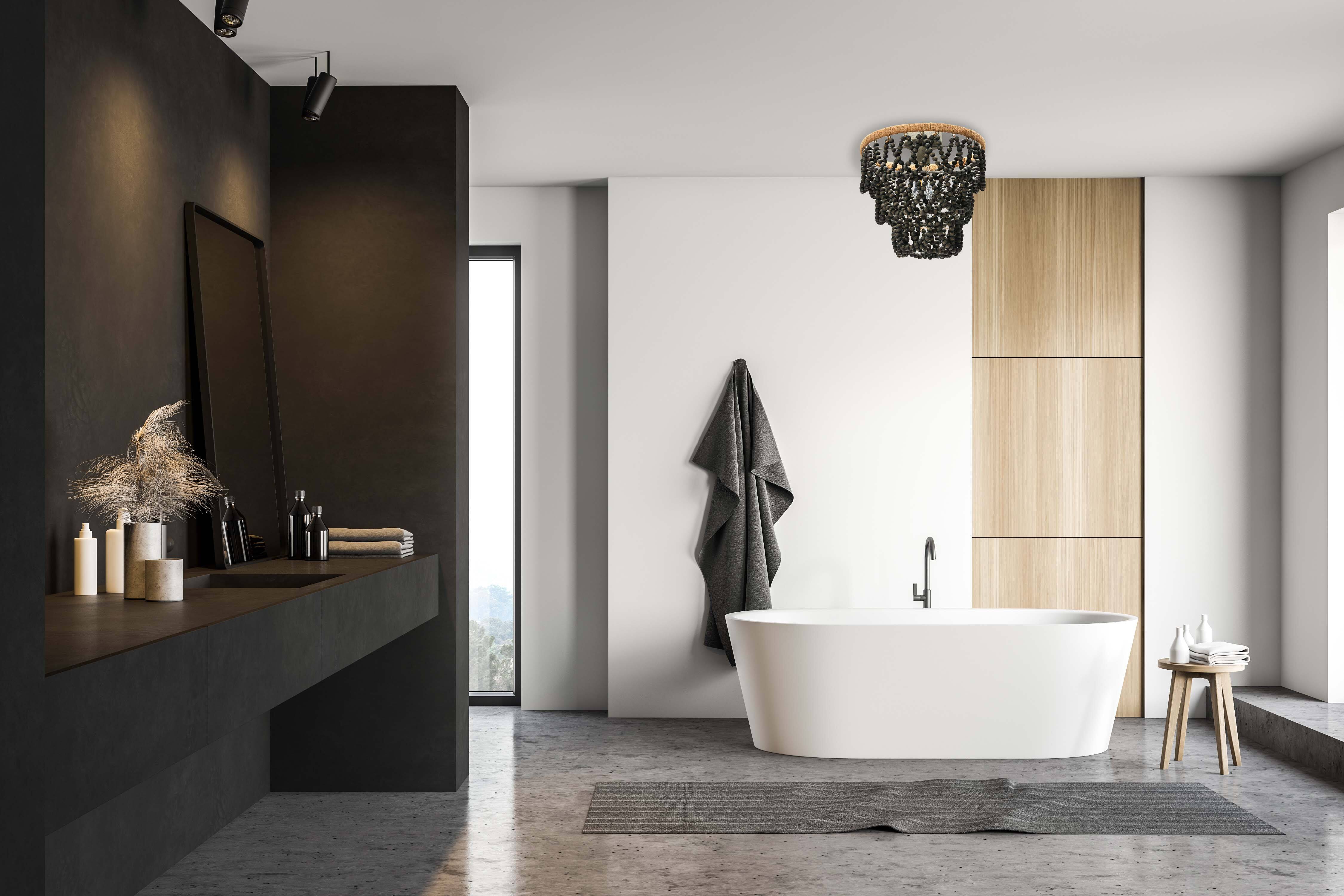 Hello Honey® Dark Gray Wood Bead & Metal Semi-Flush Light