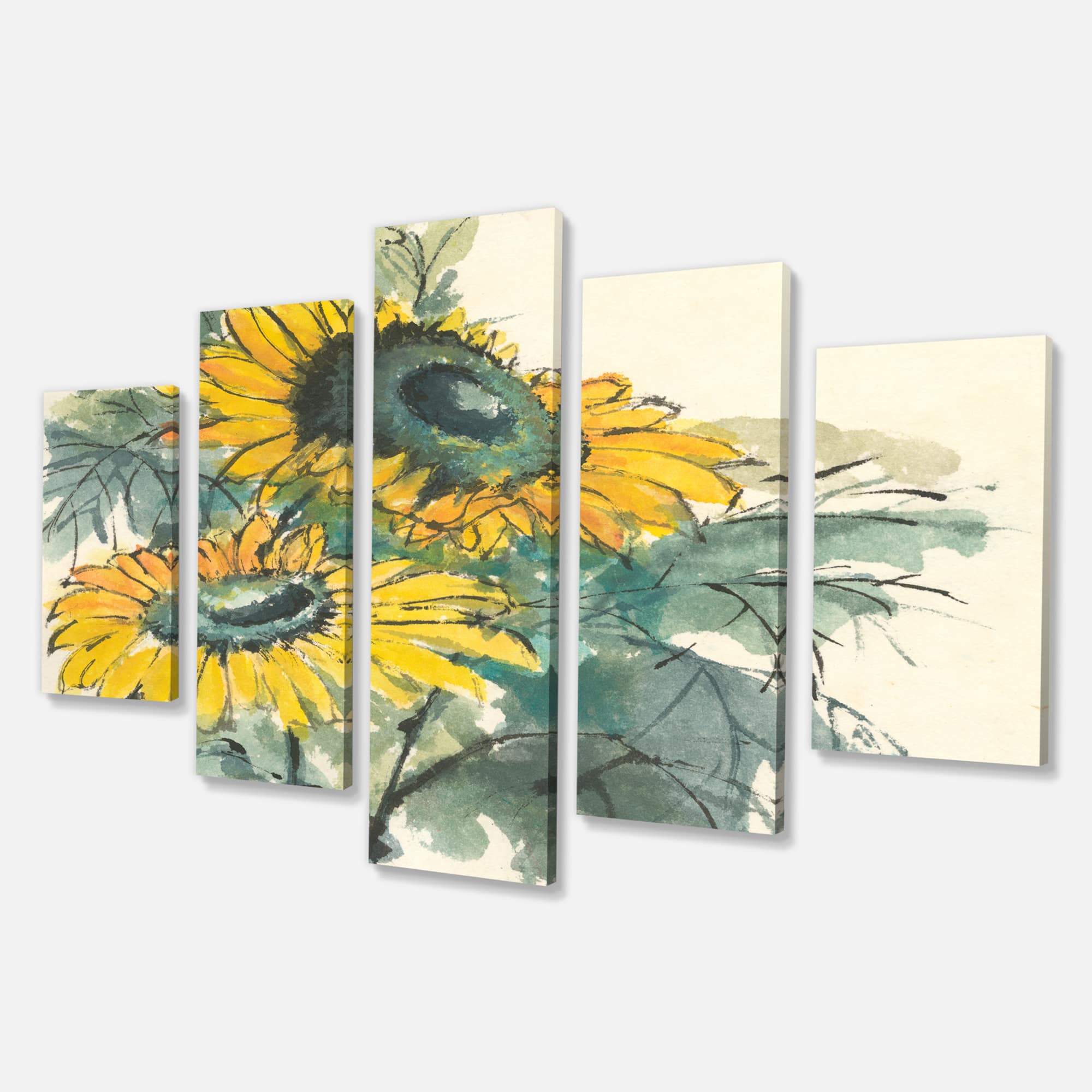 Designart - Tradionnal Sunflower I - Cabin &#x26; Lodge Gallery-wrapped Canvas 