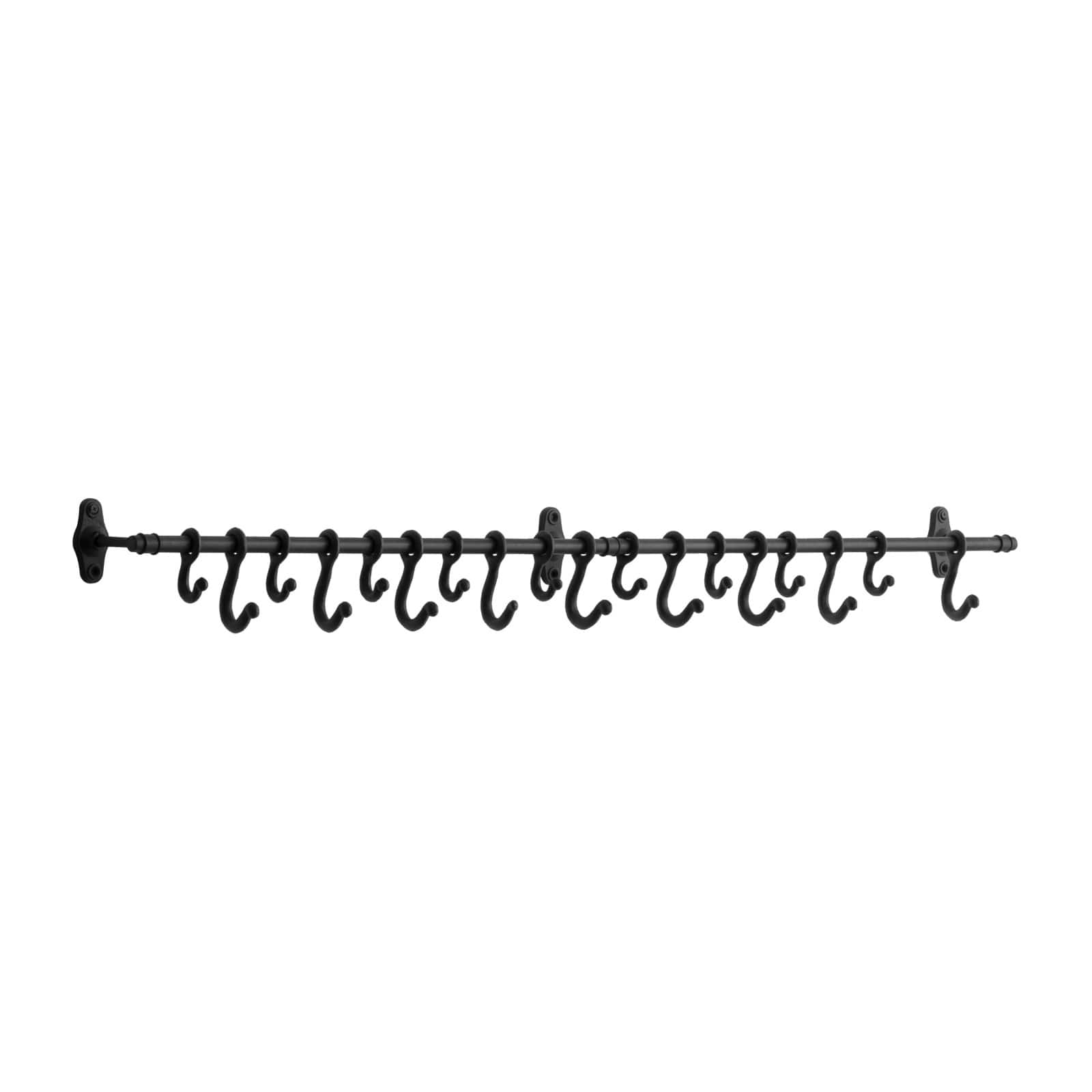 4ft. Decorative Forged Metal Wall Rod with 18 Hooks
