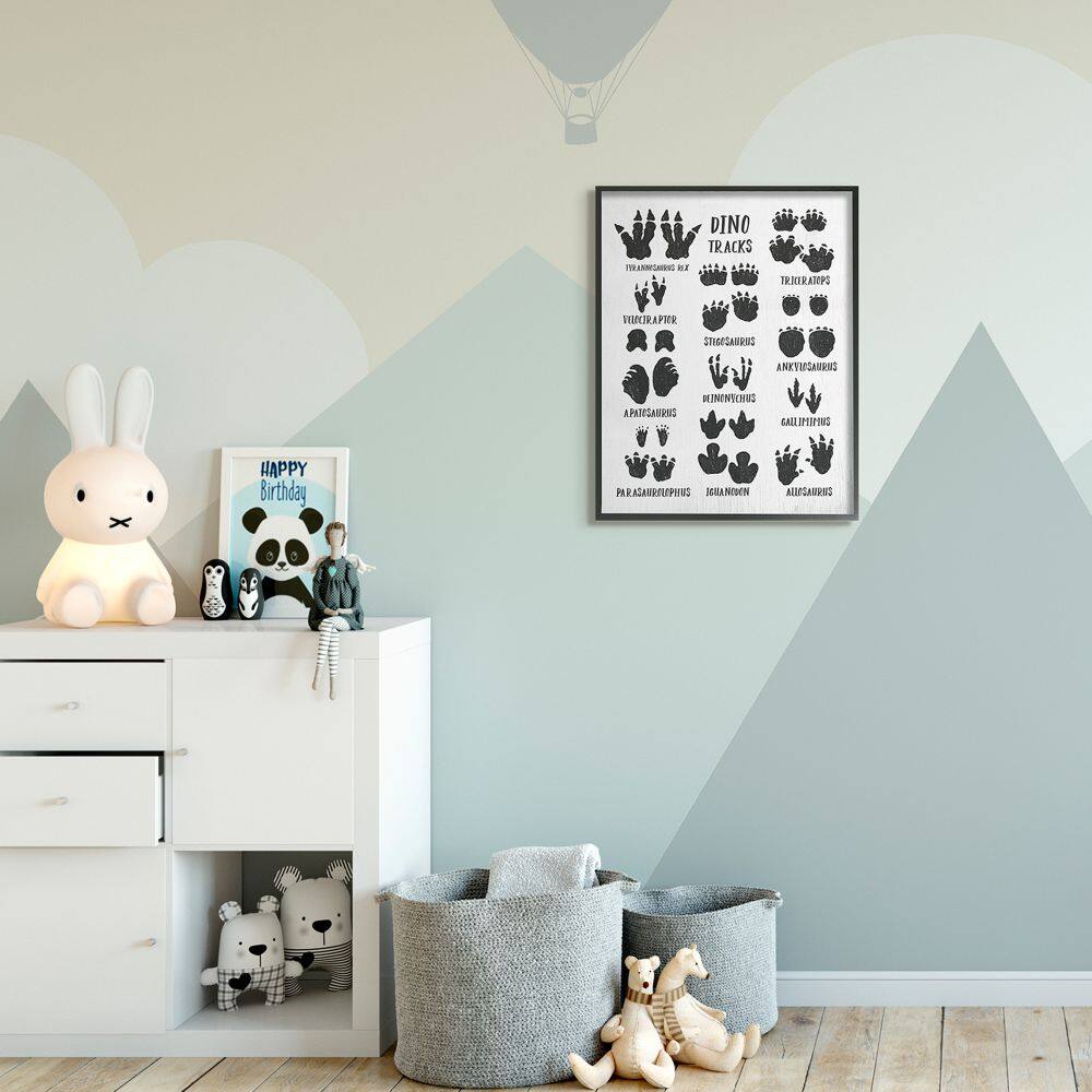 Stupell Industries Children&#x27;s Rustic Dinosaur Track Chart with Text Framed Wall Art