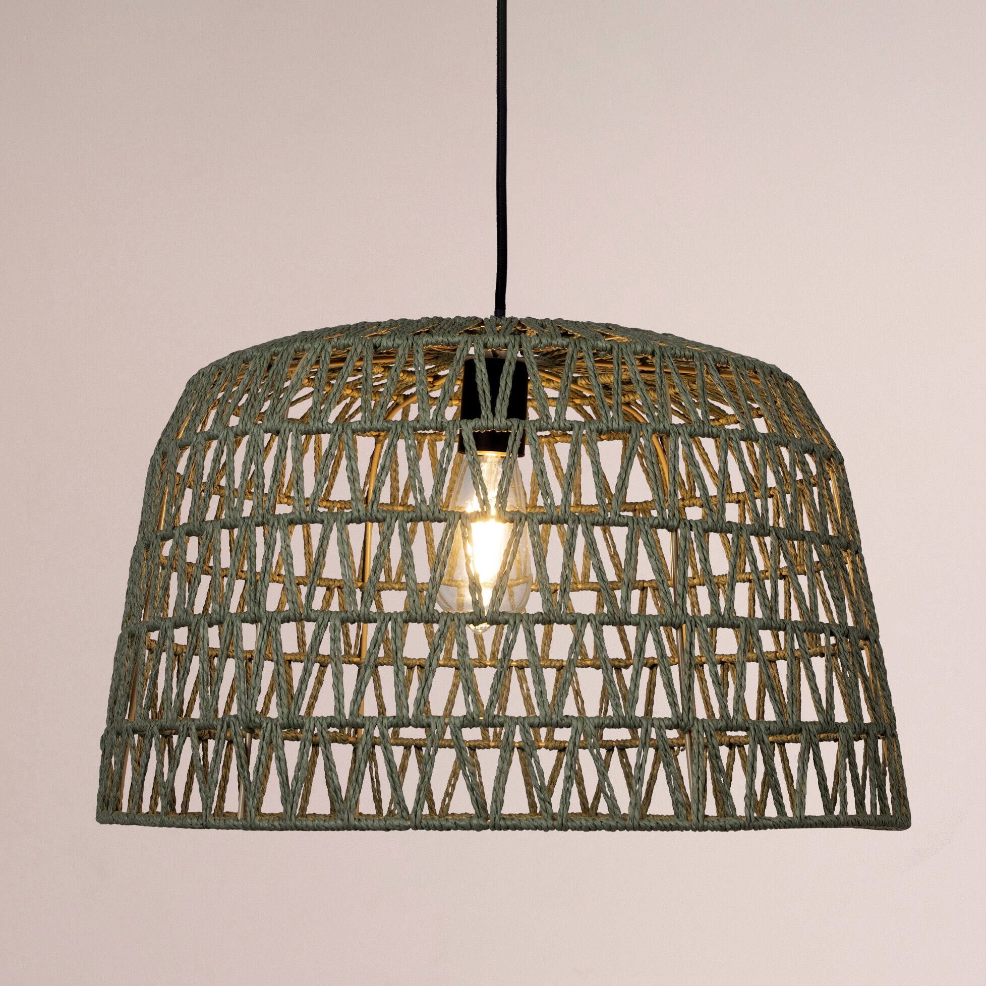 Hello Honey&#xAE; 19.5&#x22; Boho Open Weave Metal and Paper Rope Ceiling Light