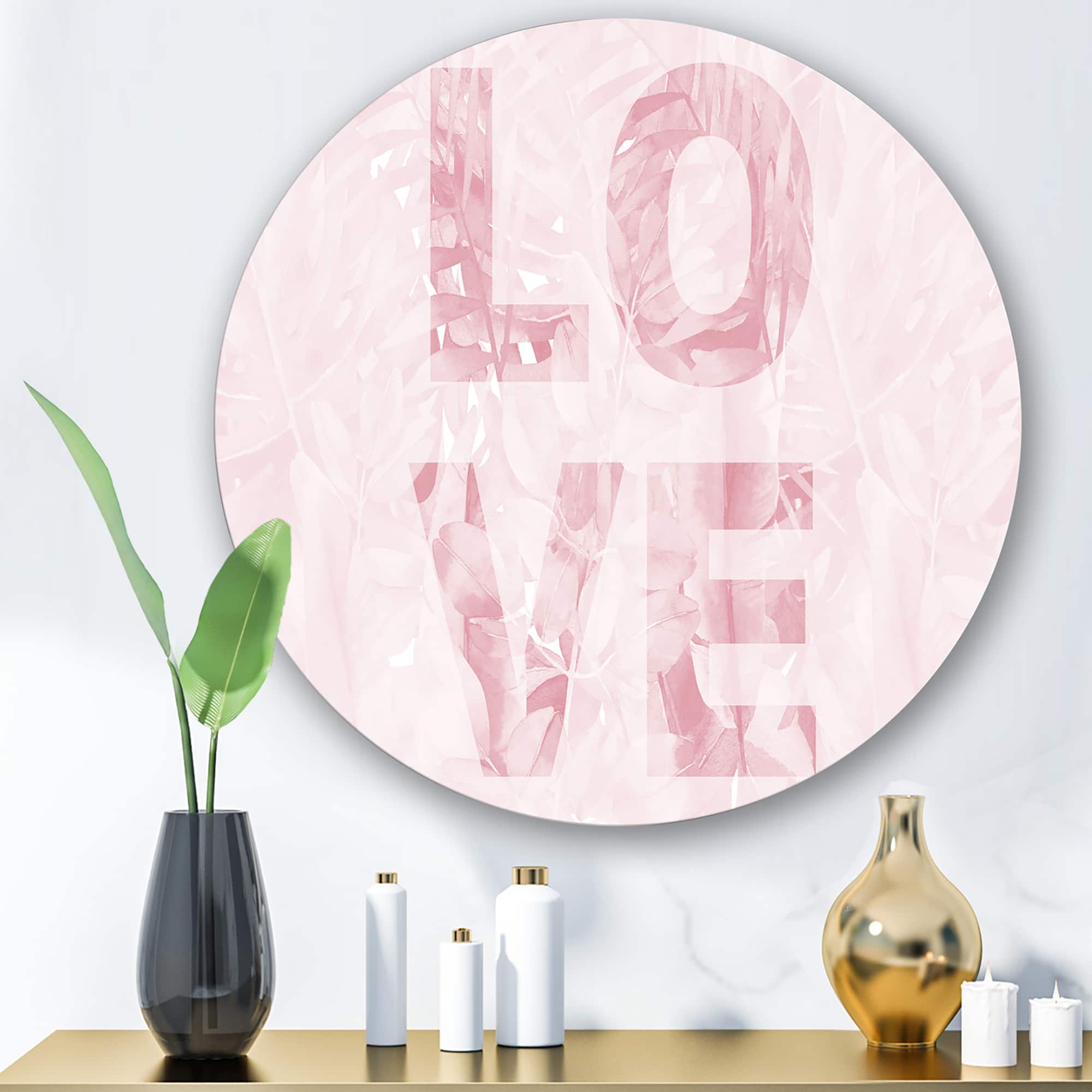 Designart - Pink Pastel Love - Shabby Chic Metal Circle Wall Art