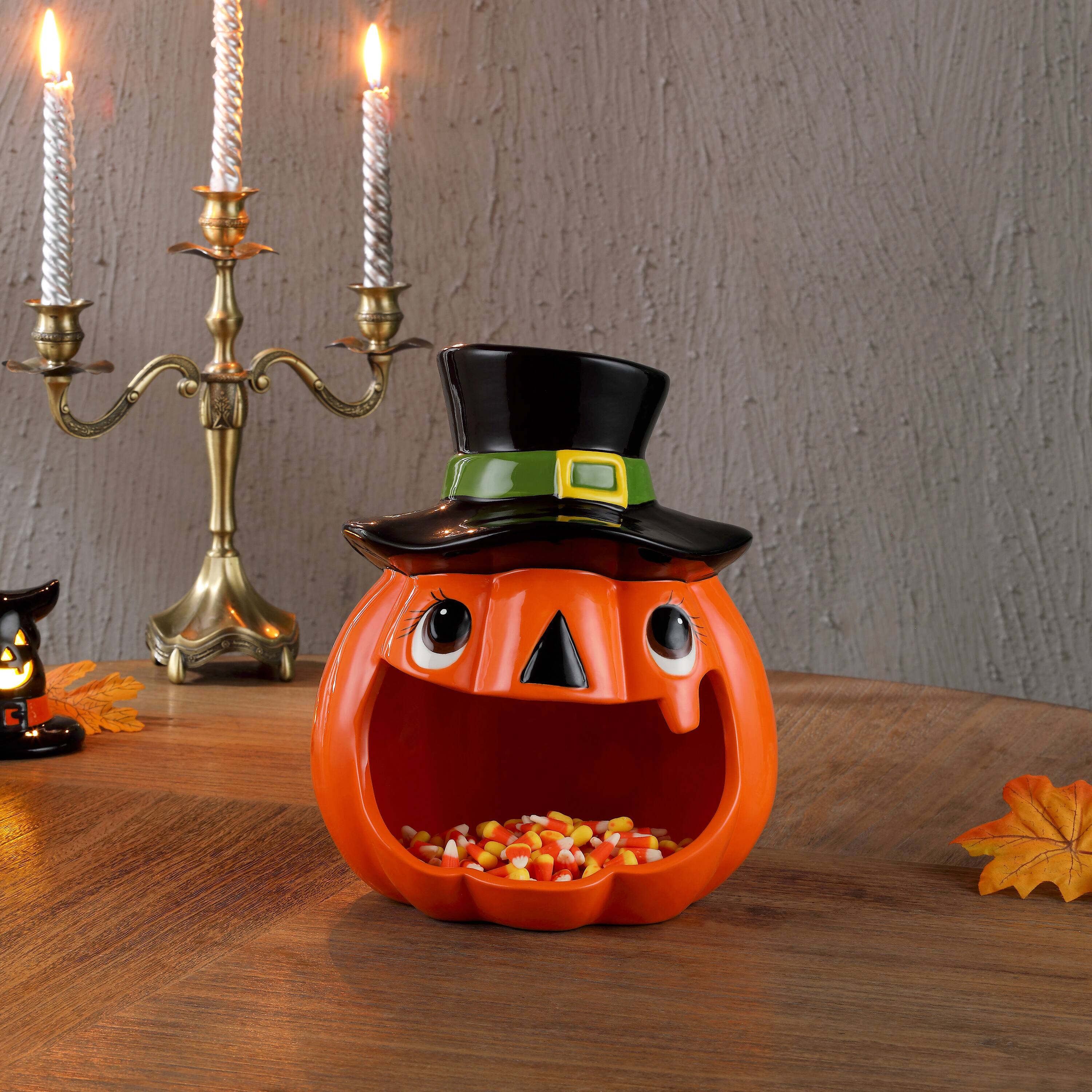 Mr. Halloween 11" Motion Activated Ceramic Jack-O-Lantern Candy Bowl