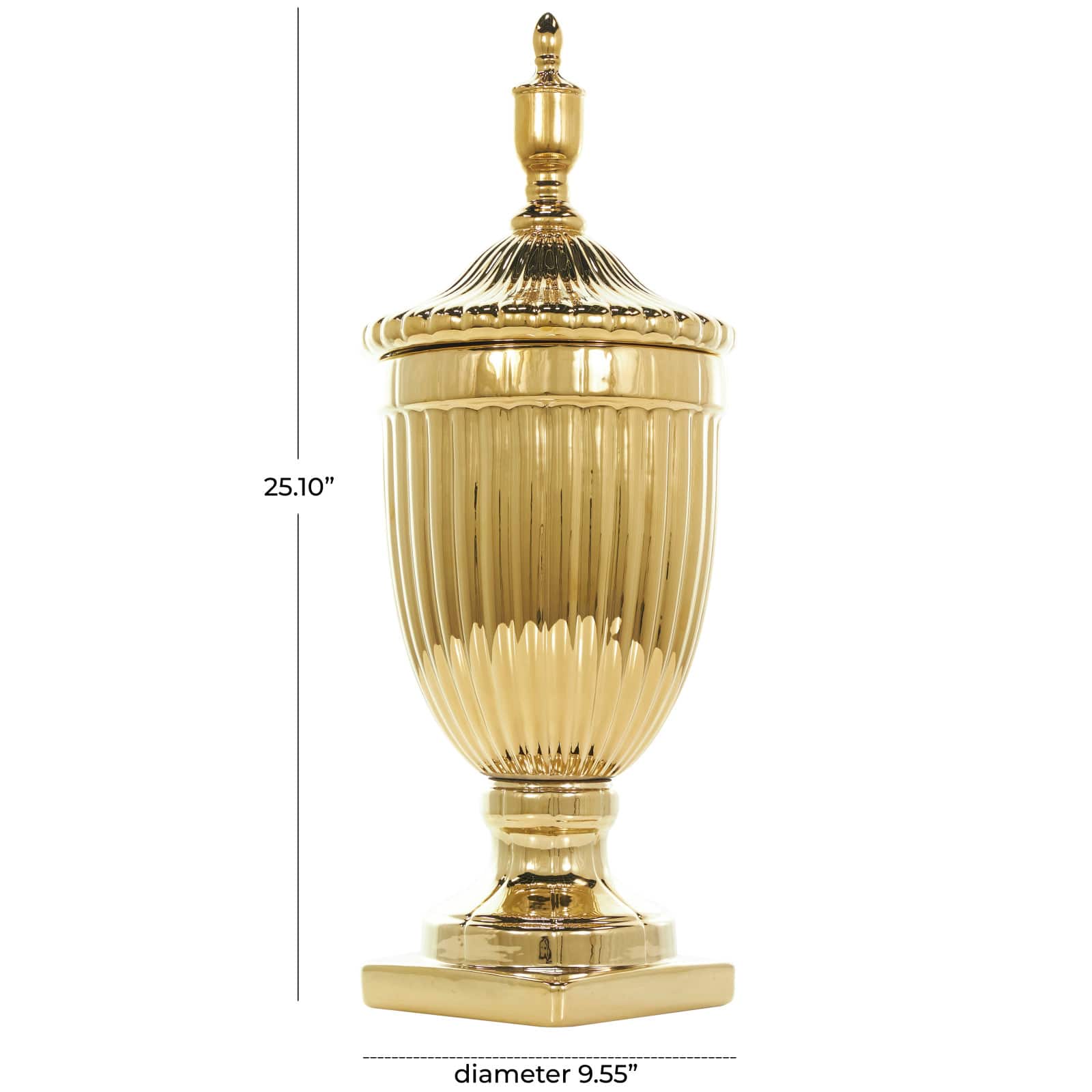 25" Gold Ceramic Tall Decorative Jar