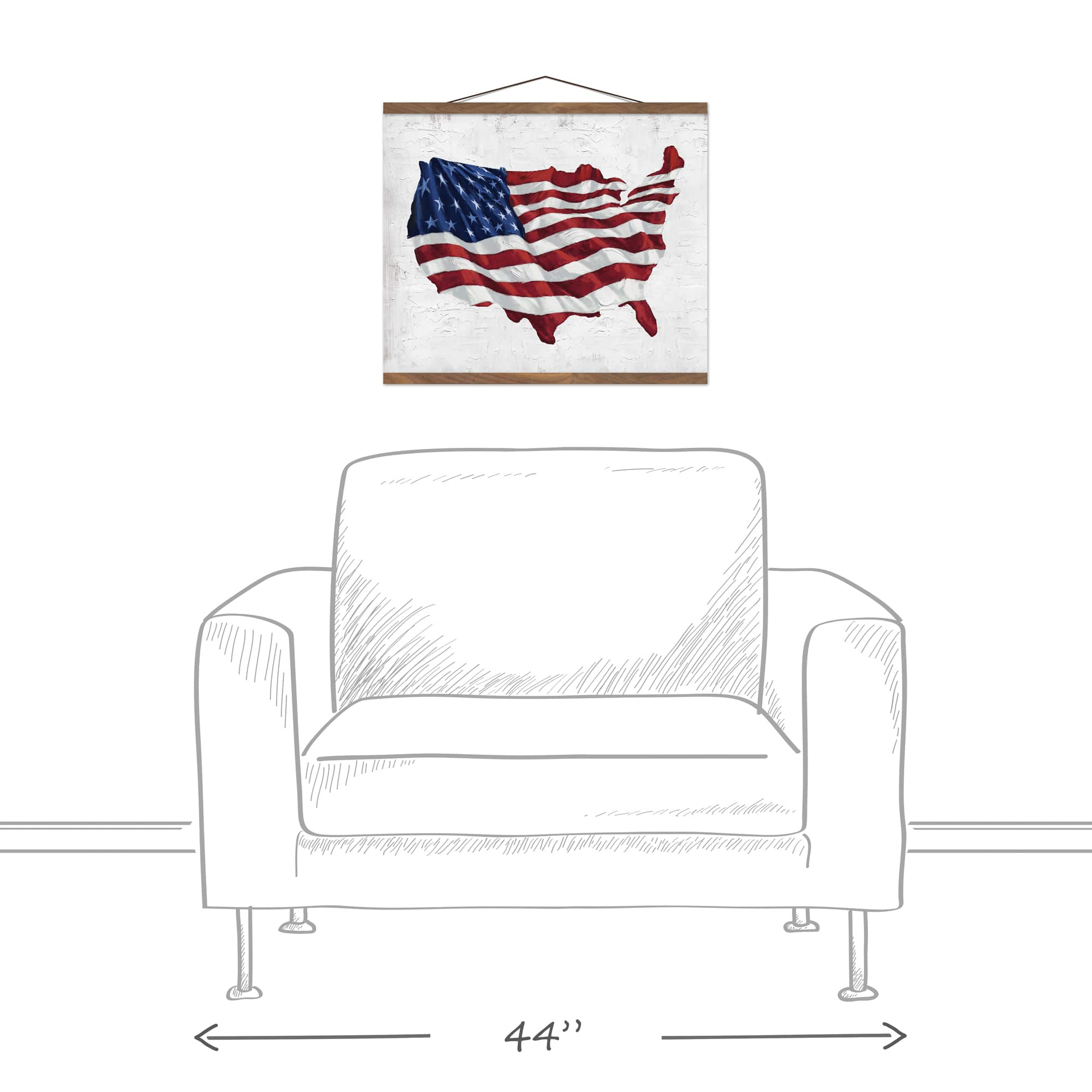 USA Flag Teak Hanging Canvas