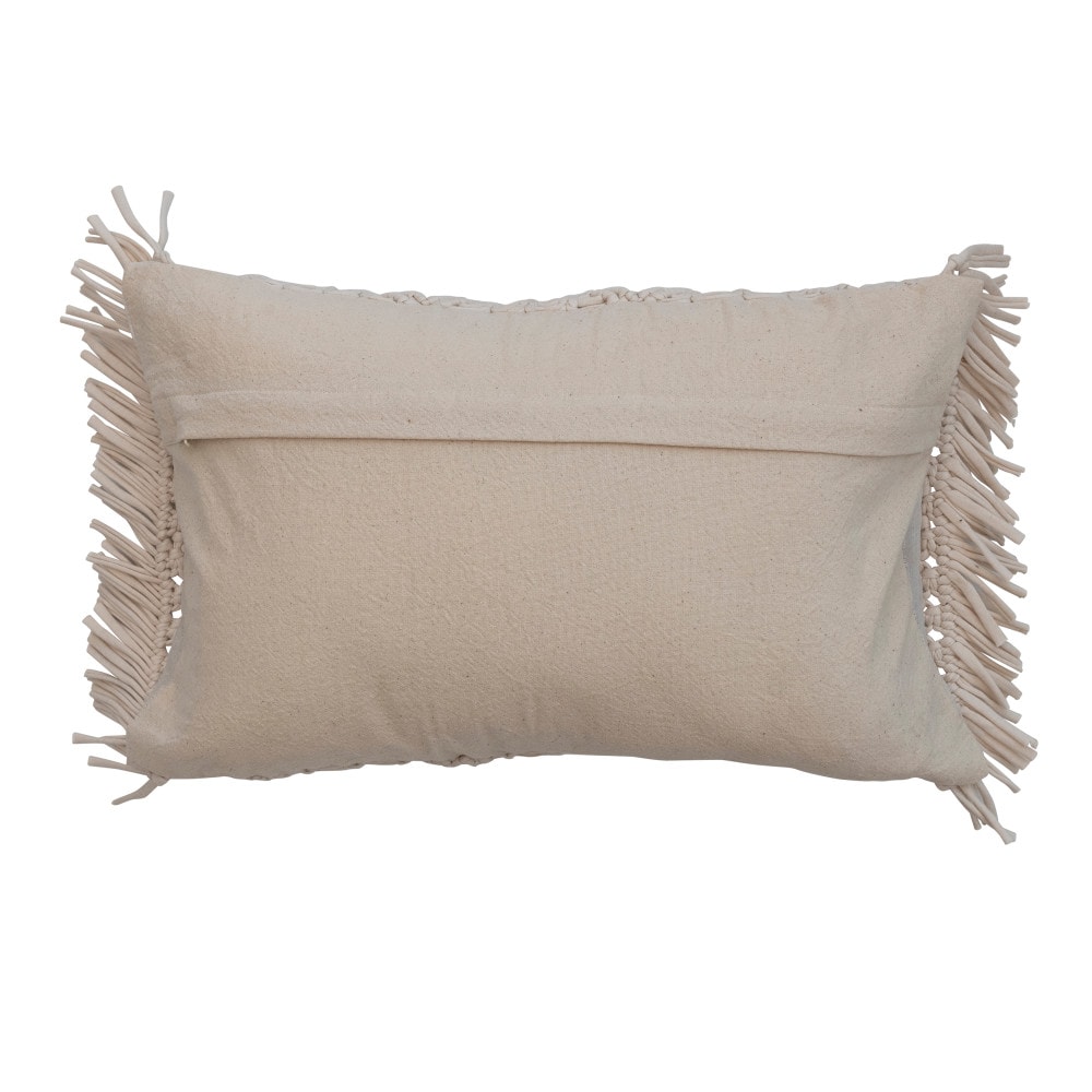 Hello Honey® Ivory Boho Macramé Lumbar Pillow with Fringe
