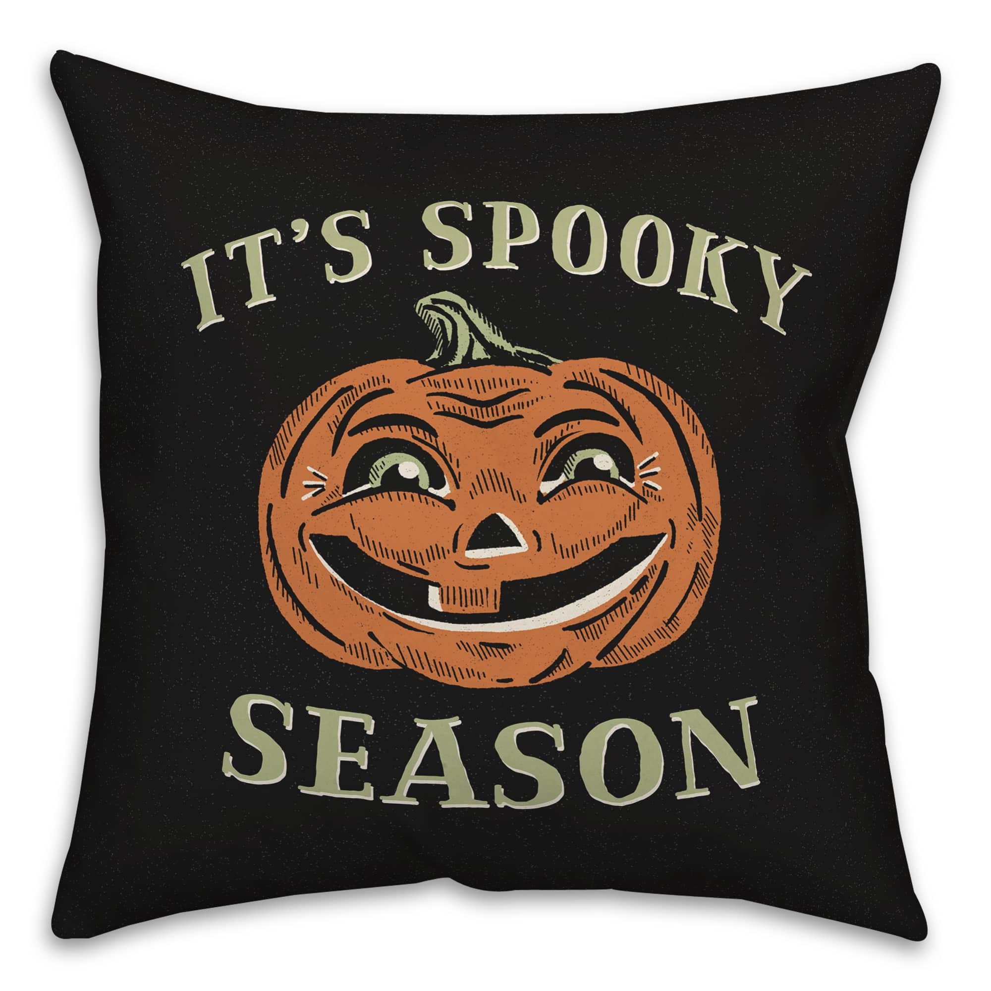 Retro Pumpkin Spooky Season Spun Poly Throw Pillow