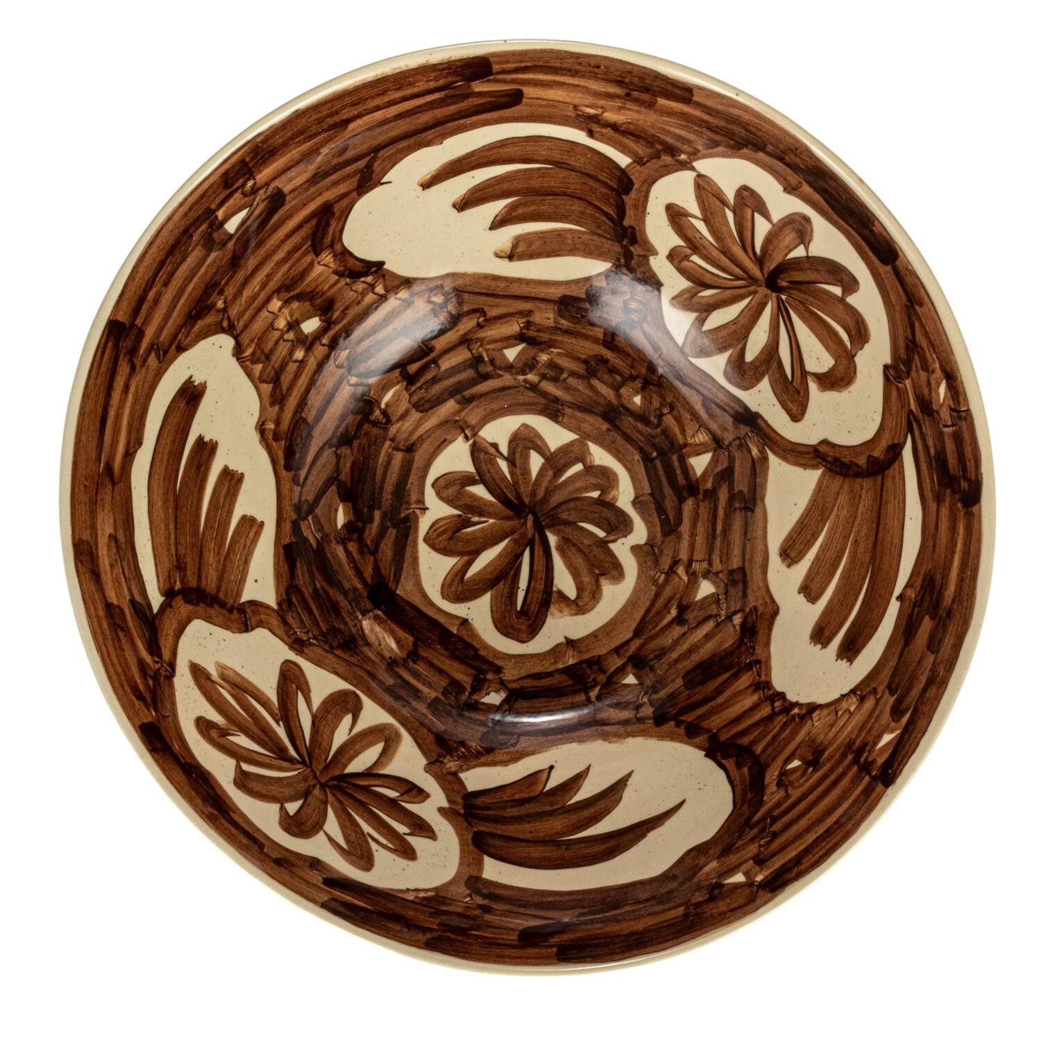 Hello Honey® 14" Brown & White Hand-Painted Stoneware Bowls, 2ct.