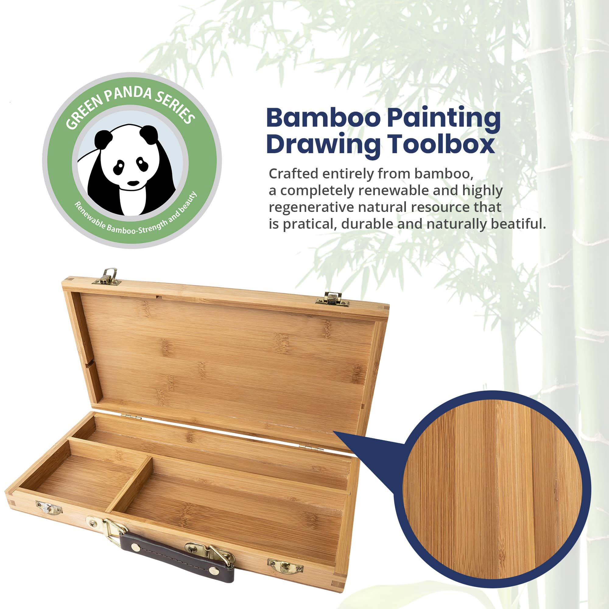 Pacific Arc 13&#x22; Bamboo Paint Box with 3 Compartments