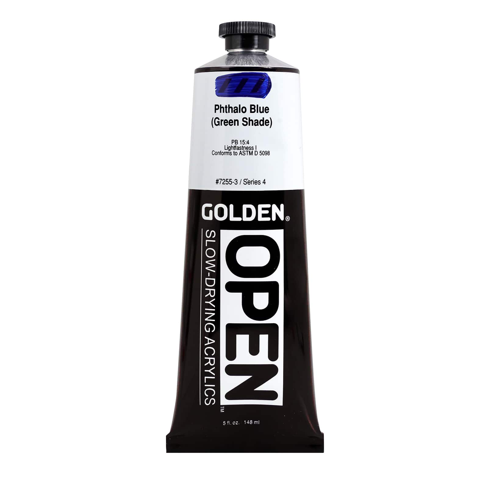 Golden OPEN Slow-Drying Acrylics, 5 oz Paint in Phthalo Blue (Green Shade)
