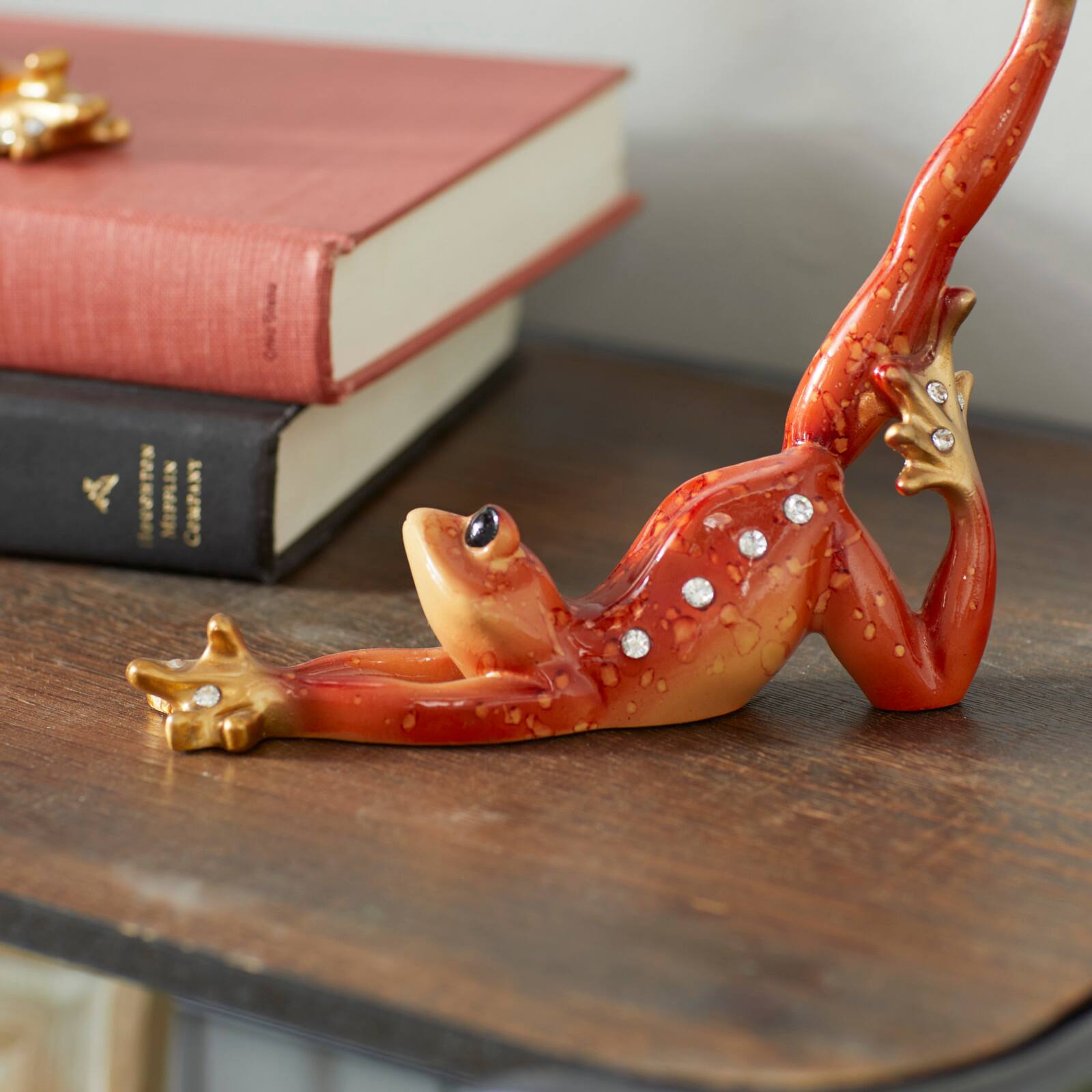 Set of 3 Multi Colored Eclectic Polystone Frog Sculpture 7&#x22; x 6&#x22;