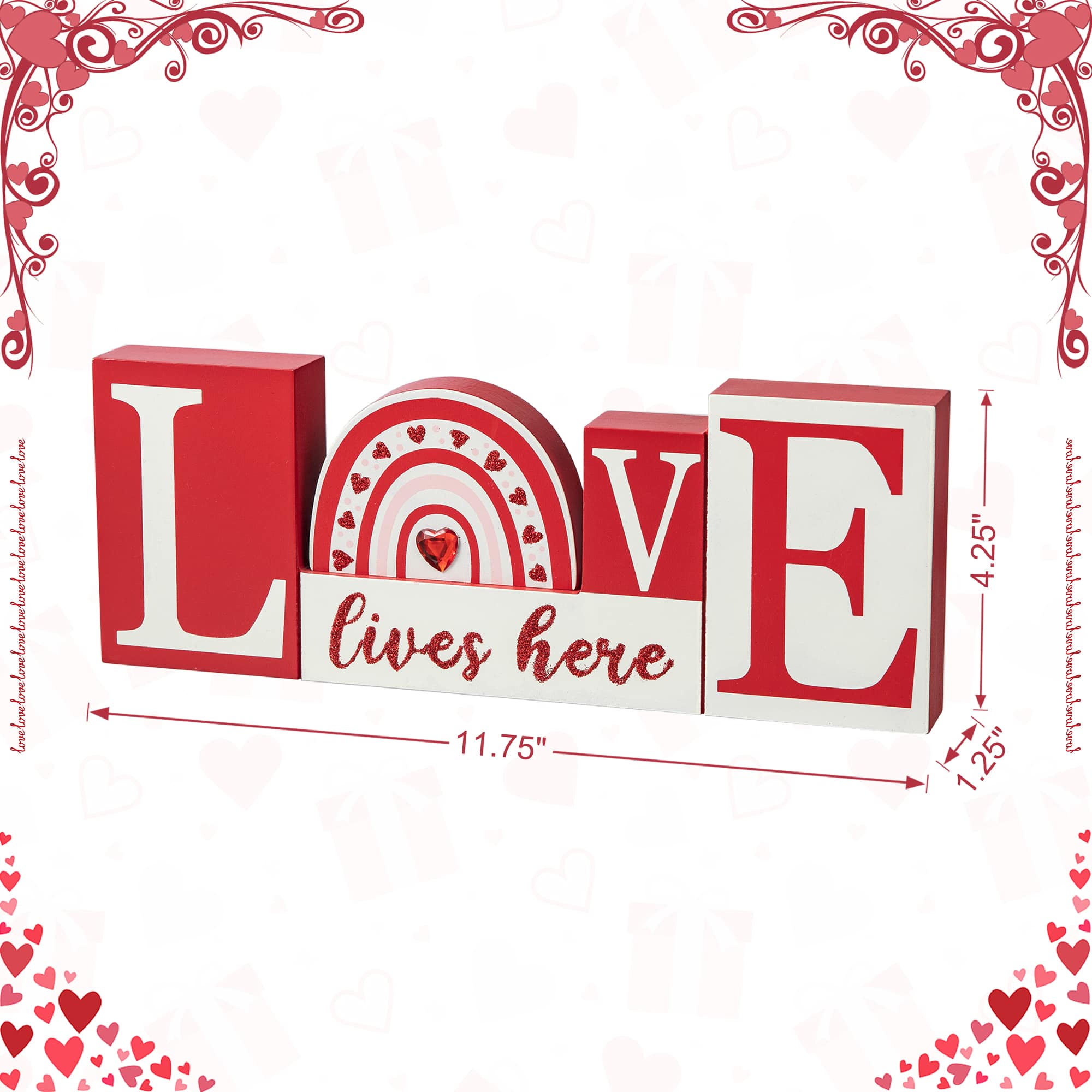 Glitzhome® 11.75" Valentine's Wooden LOVE Table Décor