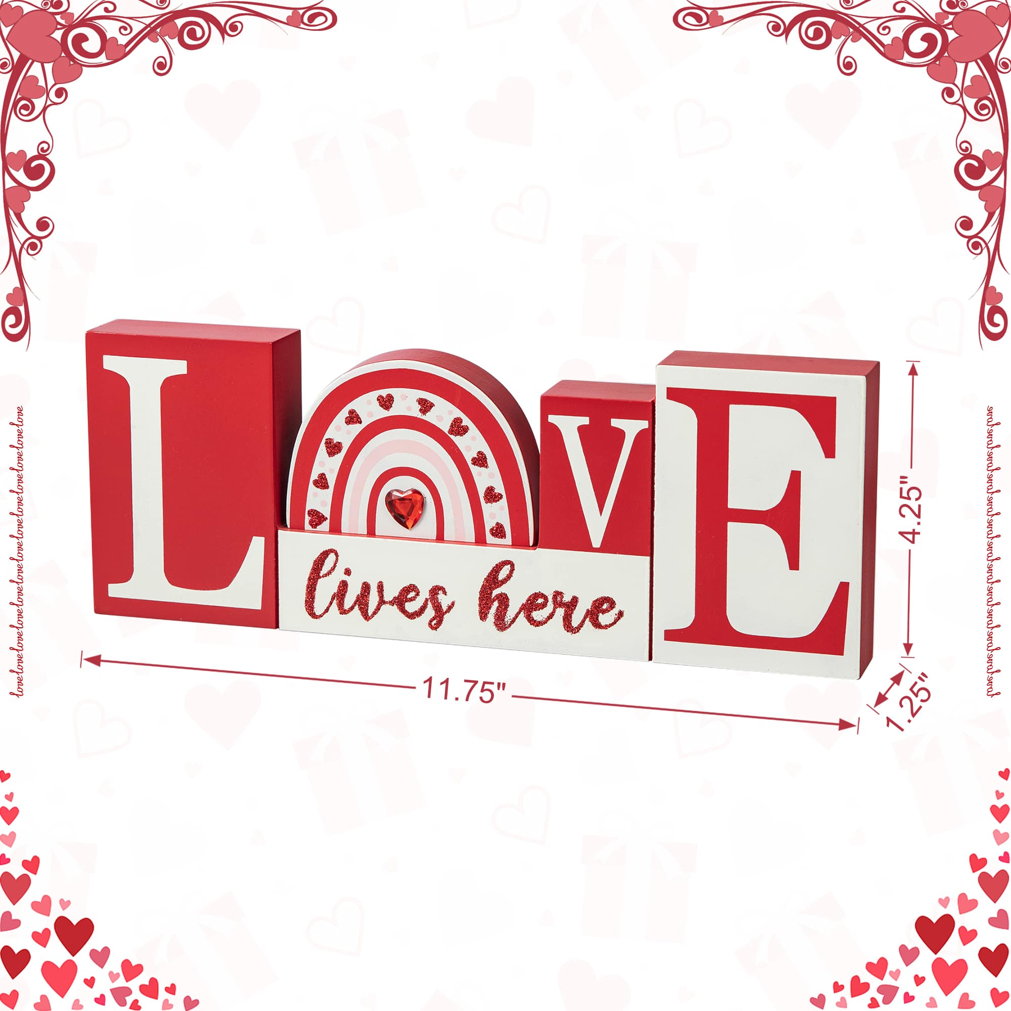 Glitzhome&#xAE; 11.75&#x22; Valentine&#x27;s Wooden LOVE Table D&#xE9;cor