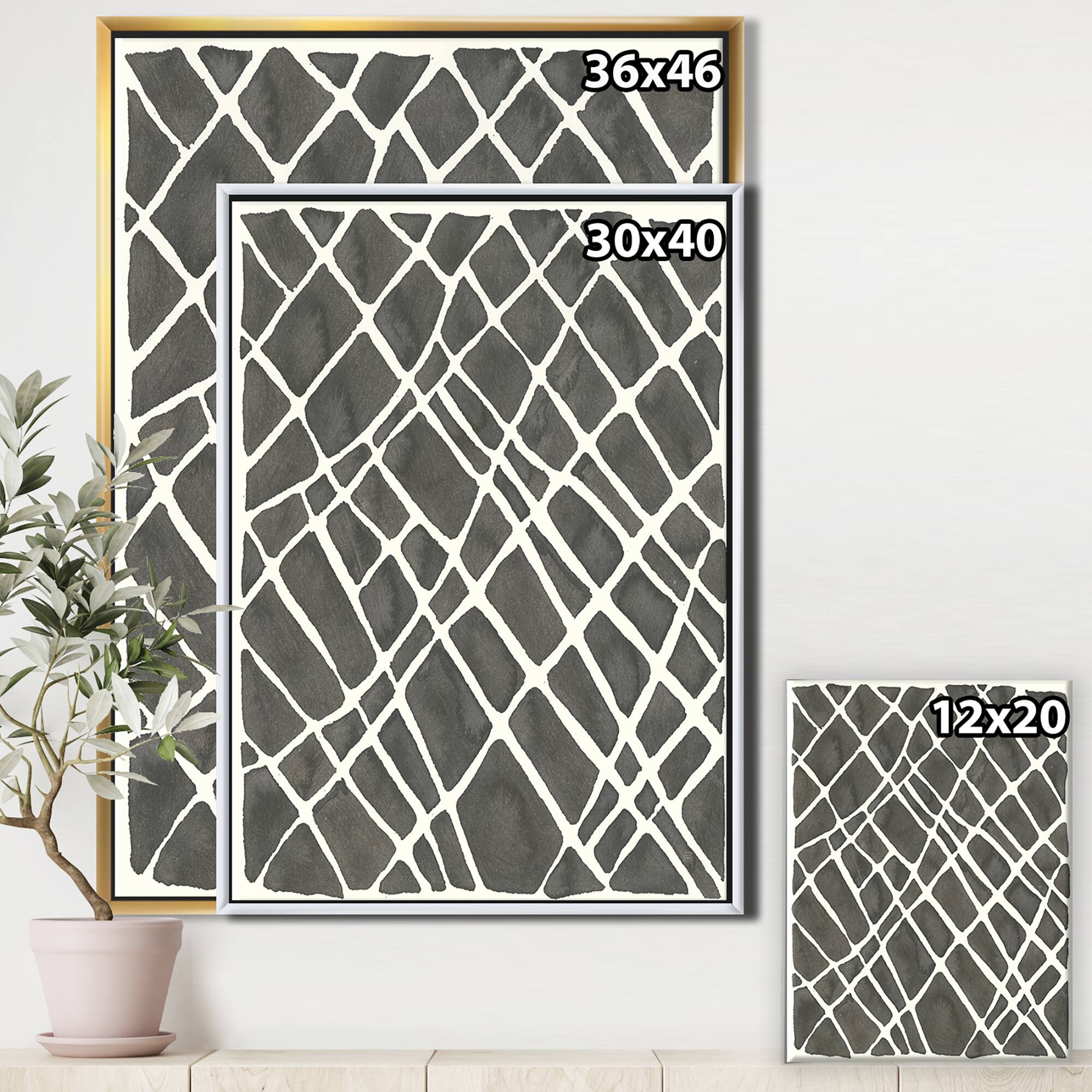 Designart - Minimalist Graphics V - Transitional Canvas in Gold Frame