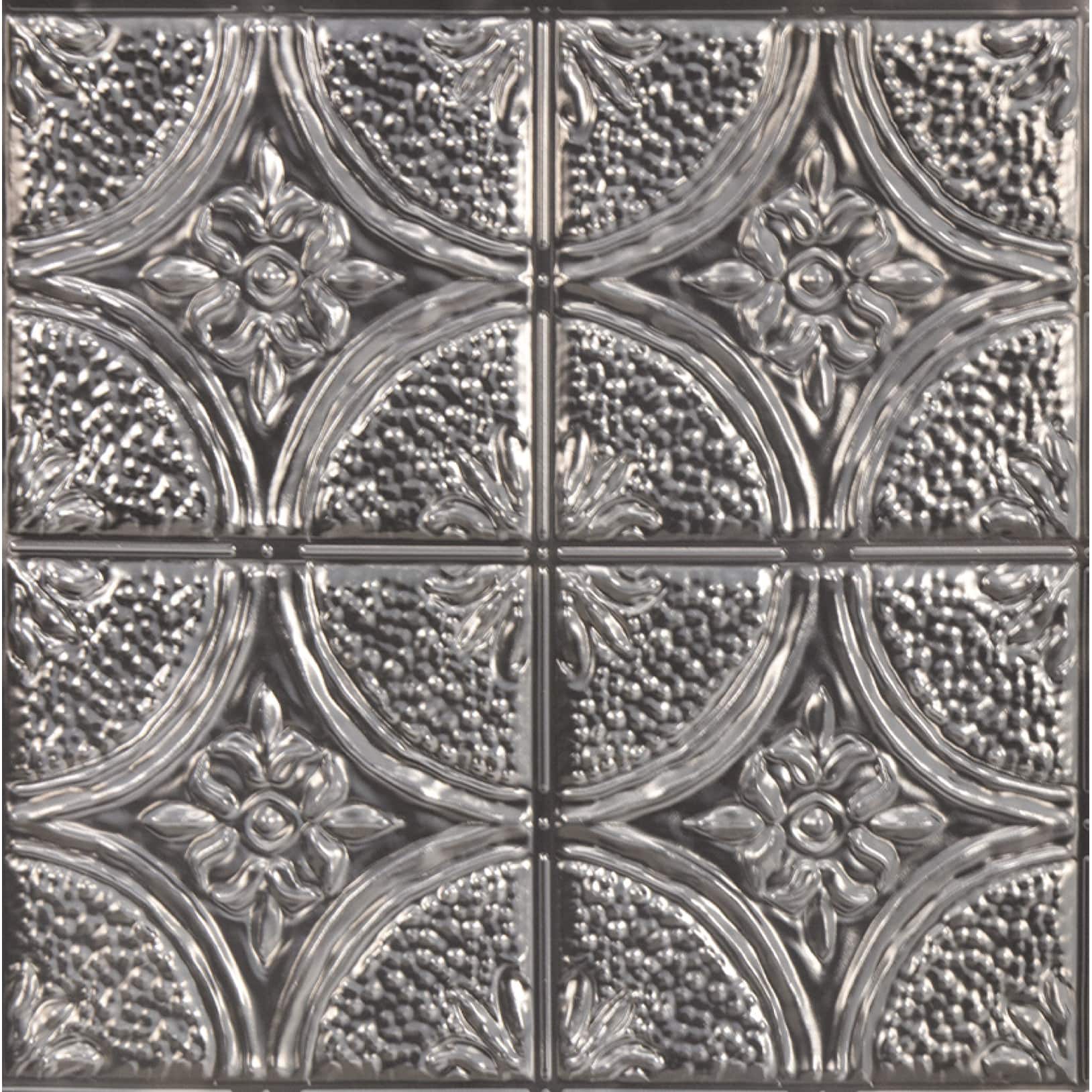 InHome Camden Antique Silver Faux Tin Peel & Stick Backsplash Tiles
