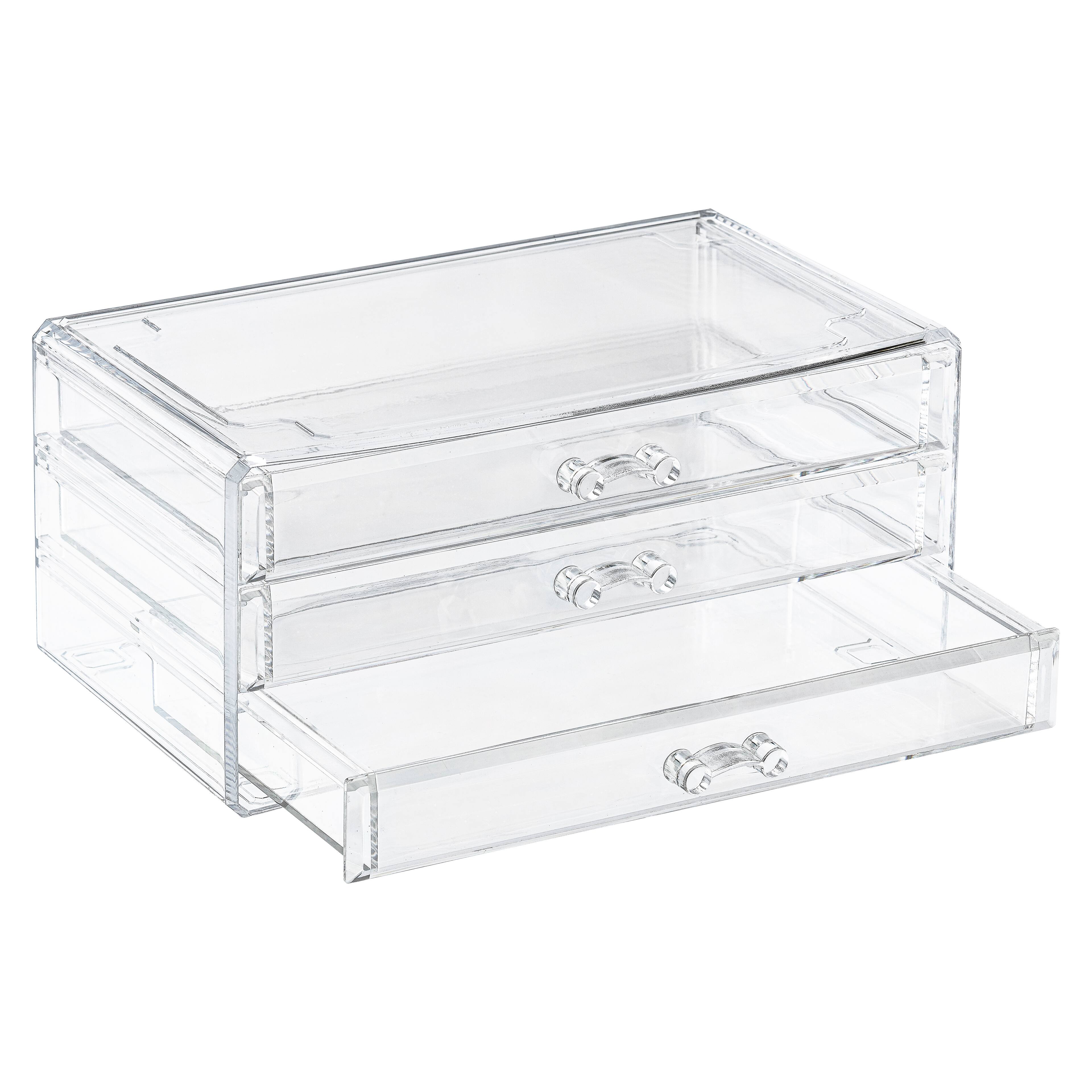 Casafield Makeup Cosmetic Organizer & Jewelry Storage Display Case, Clear  Acrylic Stackable Storage Drawer Set