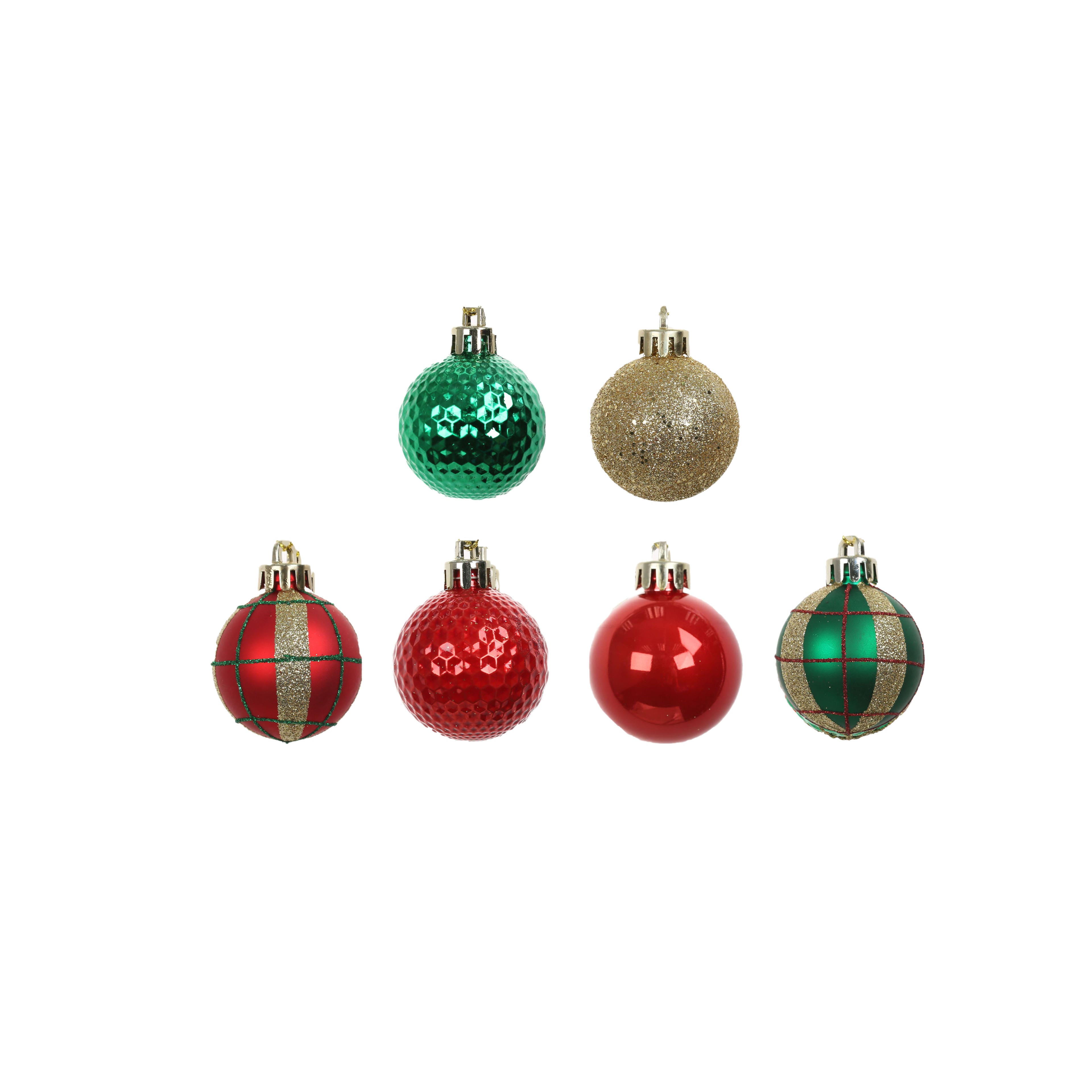 Assorted Green, Red &#x26; Gold Ball Plastic Ornament Tube by Ashland&#xAE;, 1pc