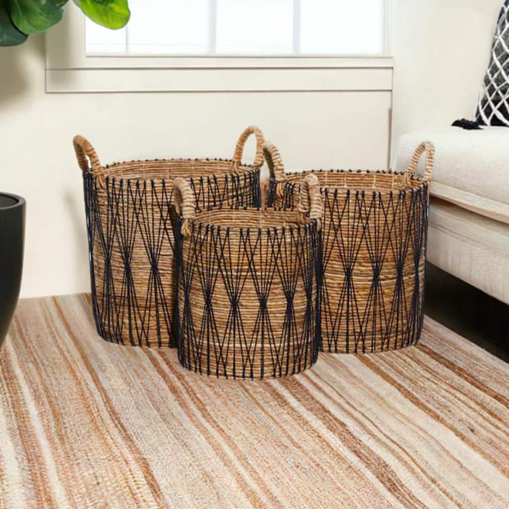 Brown Banana Leaf Storage Basket Set
