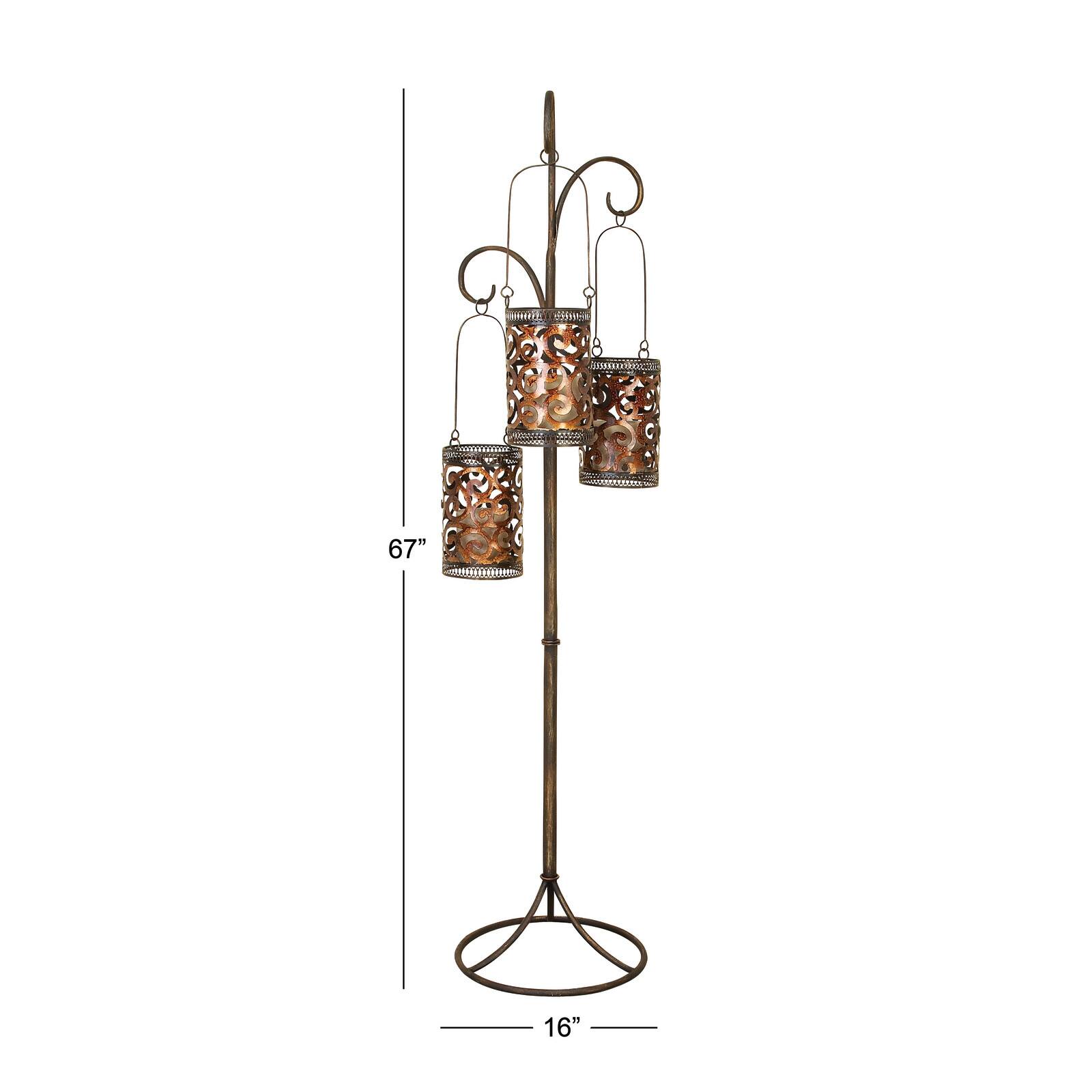 5.5ft. Brass Iron Eclectic Candle Holder Lantern