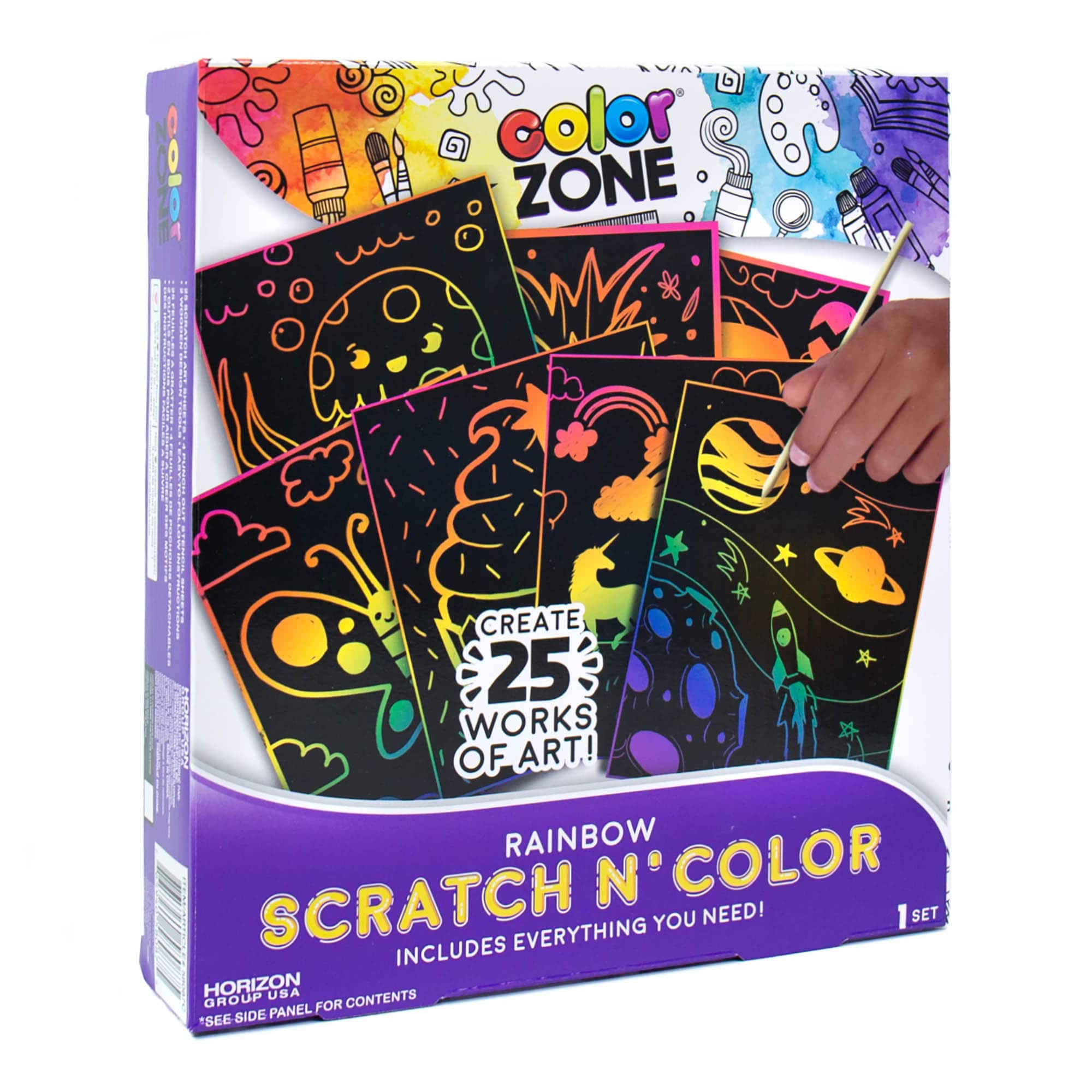 Color Zone® Rainbow Scratch N' Color, color blocks band scratch