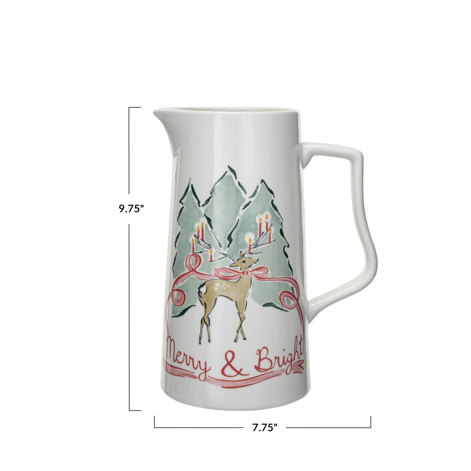 Hello Honey® 2qt. Multicolor Reindeer Stoneware Pitcher